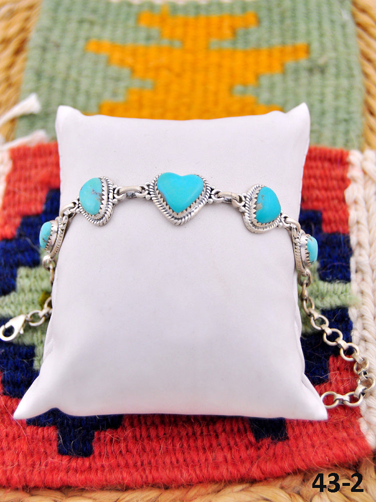 Southwest Handmade Kingman Turquoise  & Sterling Silver Bracelet