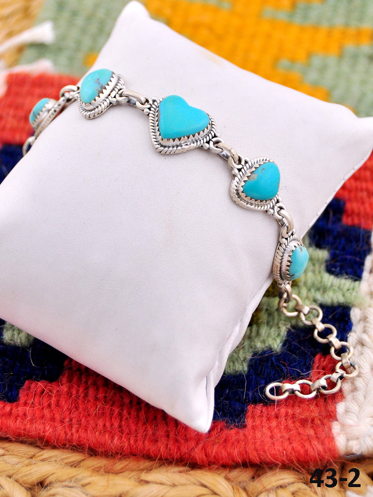 Southwest Handmade Kingman Turquoise  & Sterling Silver Bracelet