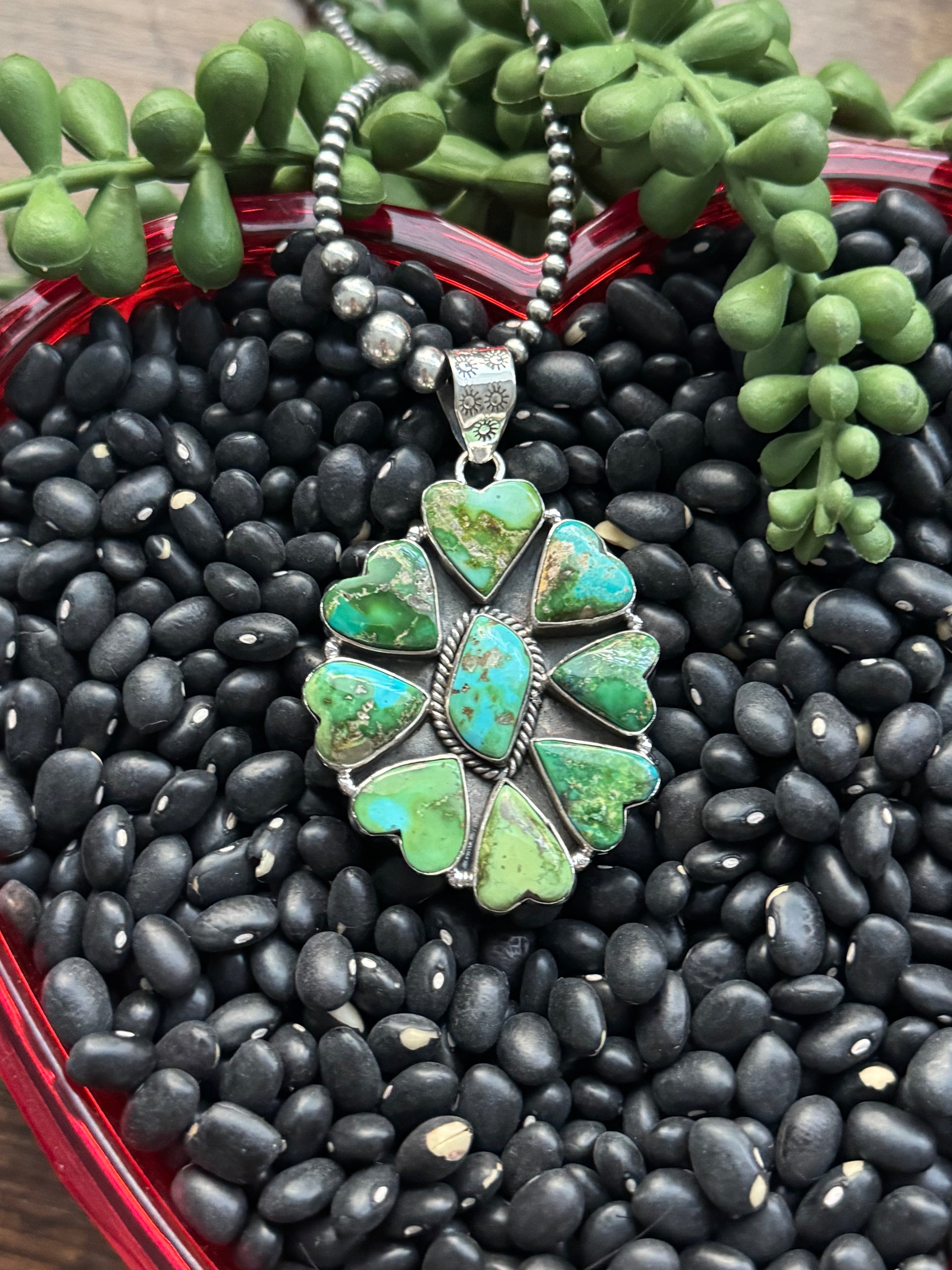 Southwest Handmade Sonoran Mountain Turquoise & Sterling Silver Pendant