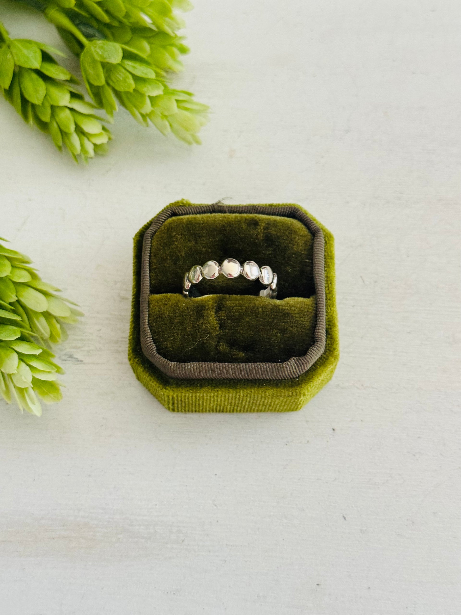 Southwest Made Sterling Sliver Beaded Ring Size 9.5