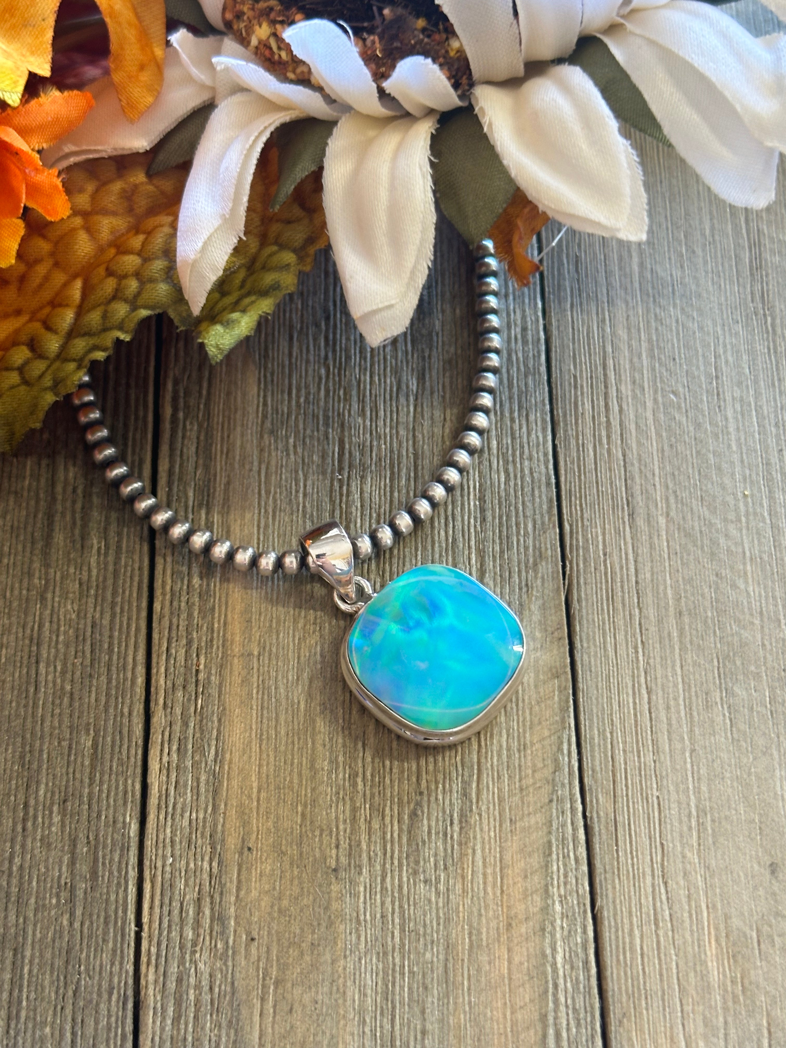 Southwest Handmade Opal & Sterling Silver Pendant