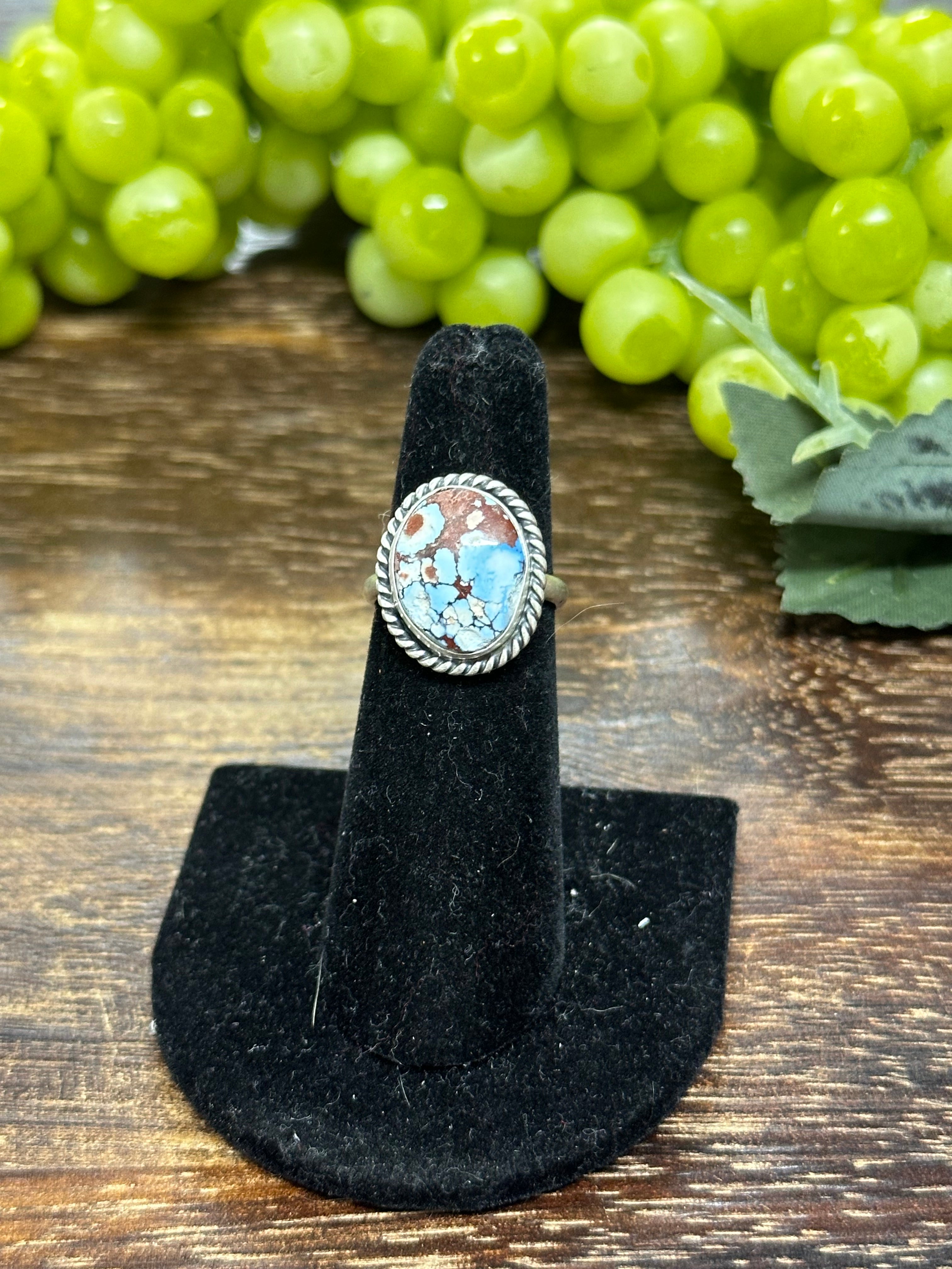 Navajo Made Golden Hills Turquoise & Sterling Silver Ring