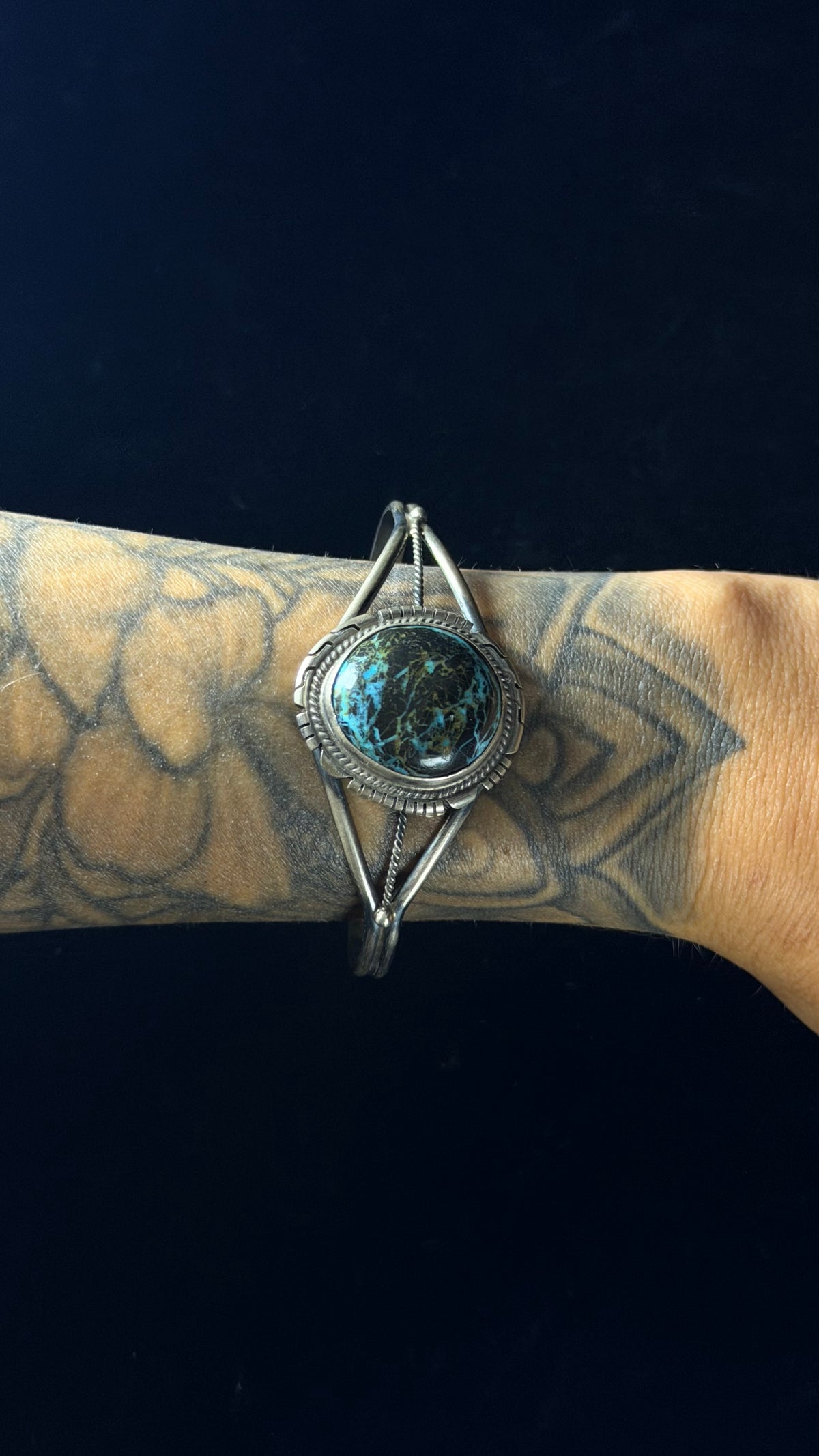Peggy Skeets Blue Moon Turquoise & Sterling Silver Cuff Bracelet