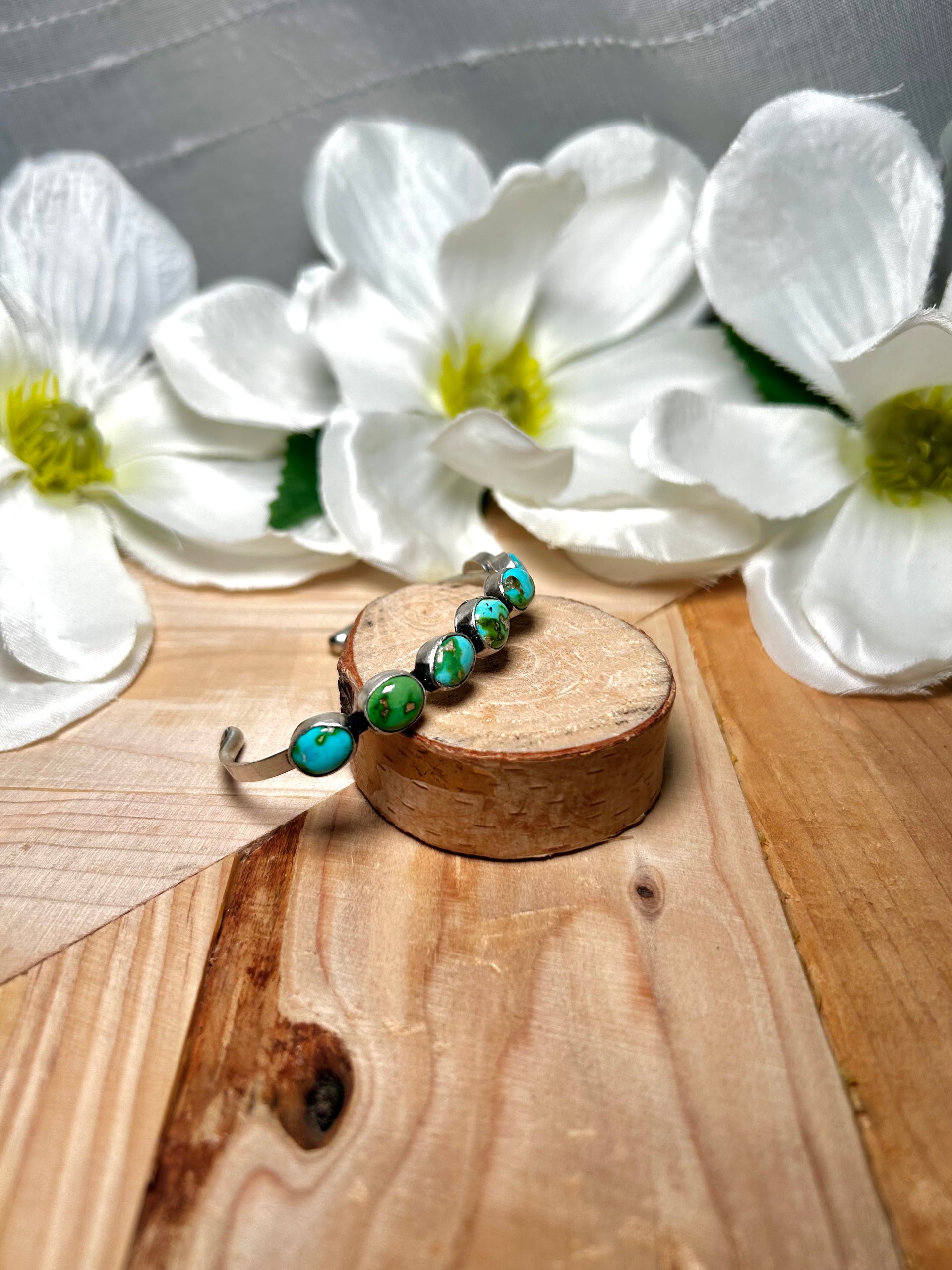 Navajo Made Sonoran Mountain  Turquoise & Sterling Silver Cuff Bracelet
