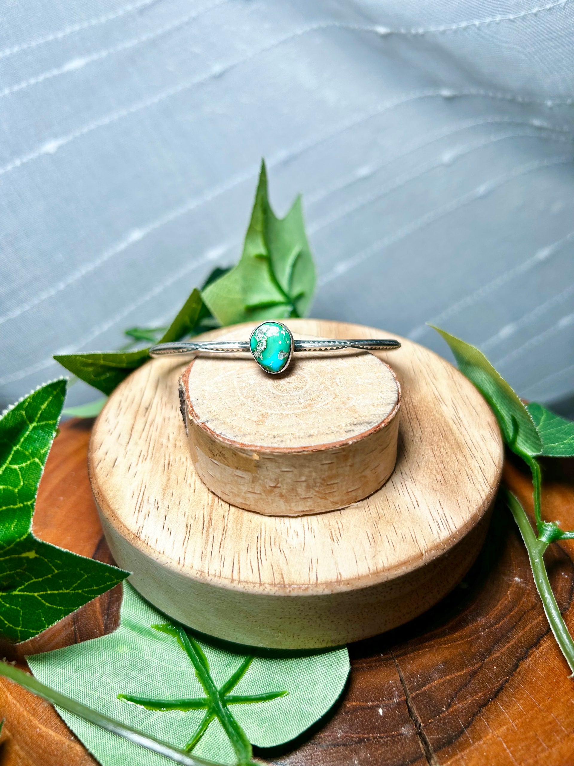 Navajo Made Sonoran Mountain Turquoise & Sterling Silver Cuff Bracelet