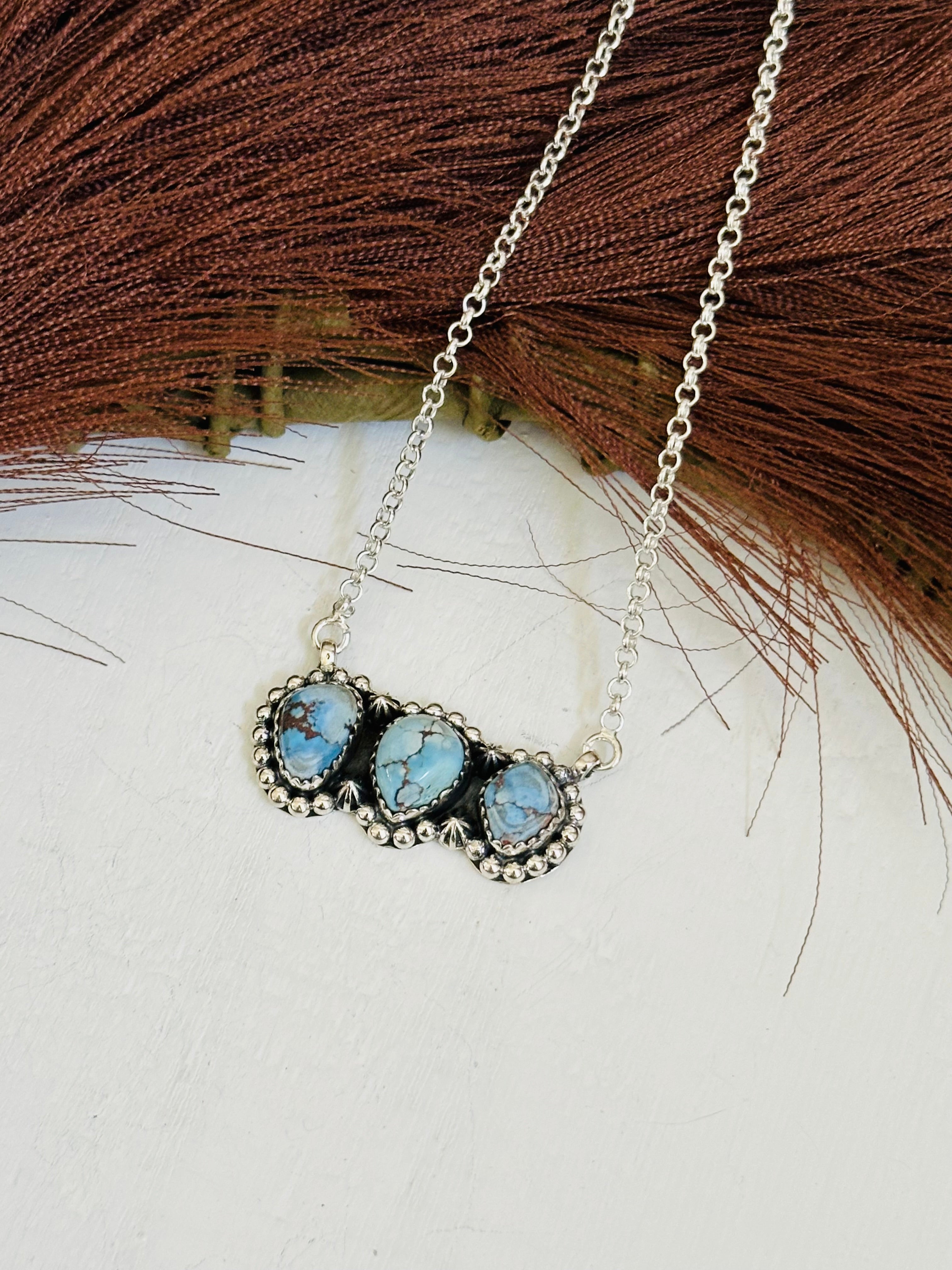 TTD “Array” Golden Hills Turquoise & Sterling Silver Necklace