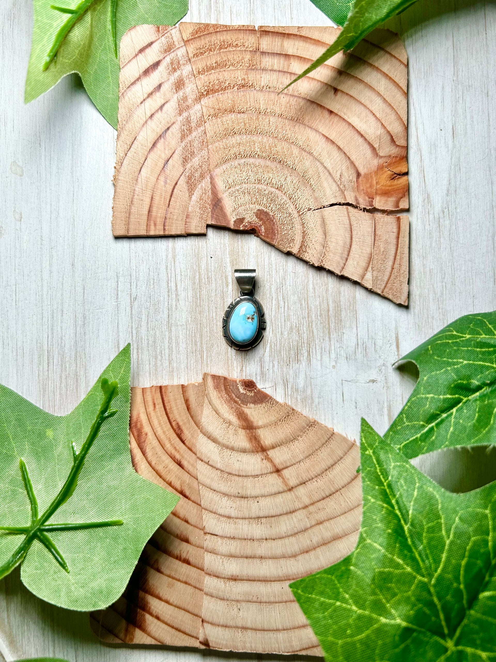 Navajo Made Golden Hill Turquoise & Sterling Silver Pendant