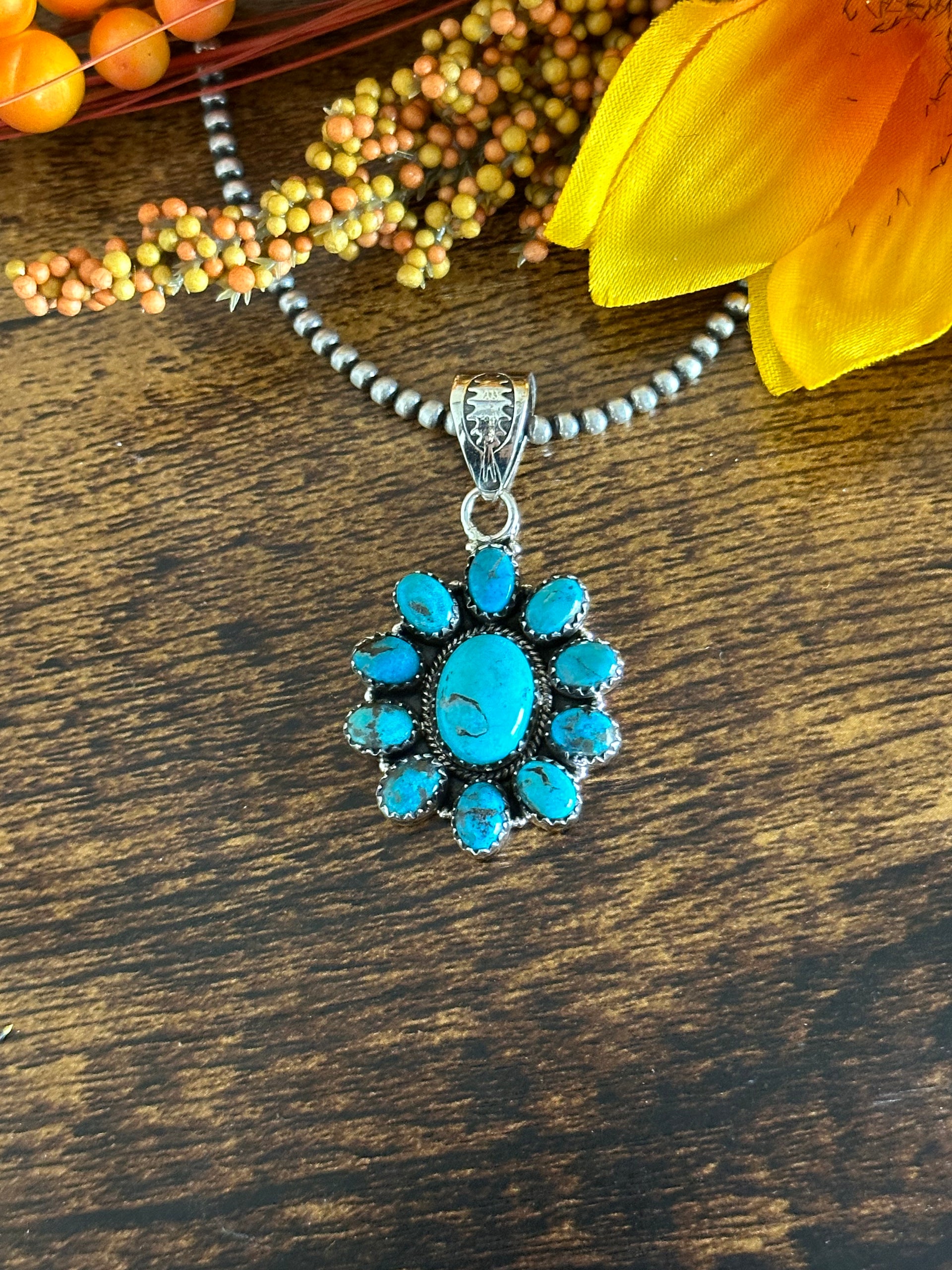 Southwest Handmade Kingman Turquoise & Sterling Silver Pendant