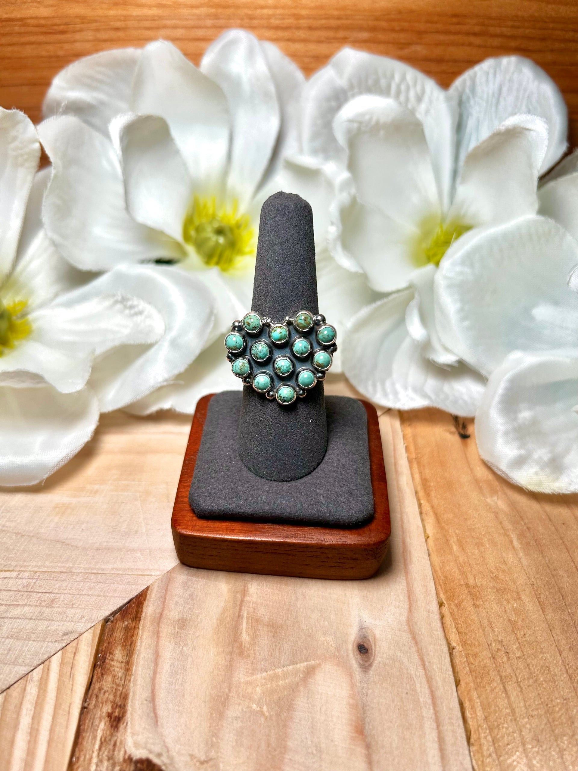 Navajo Made Red Skin Turquoise & Sterling Silver Ring Size 9