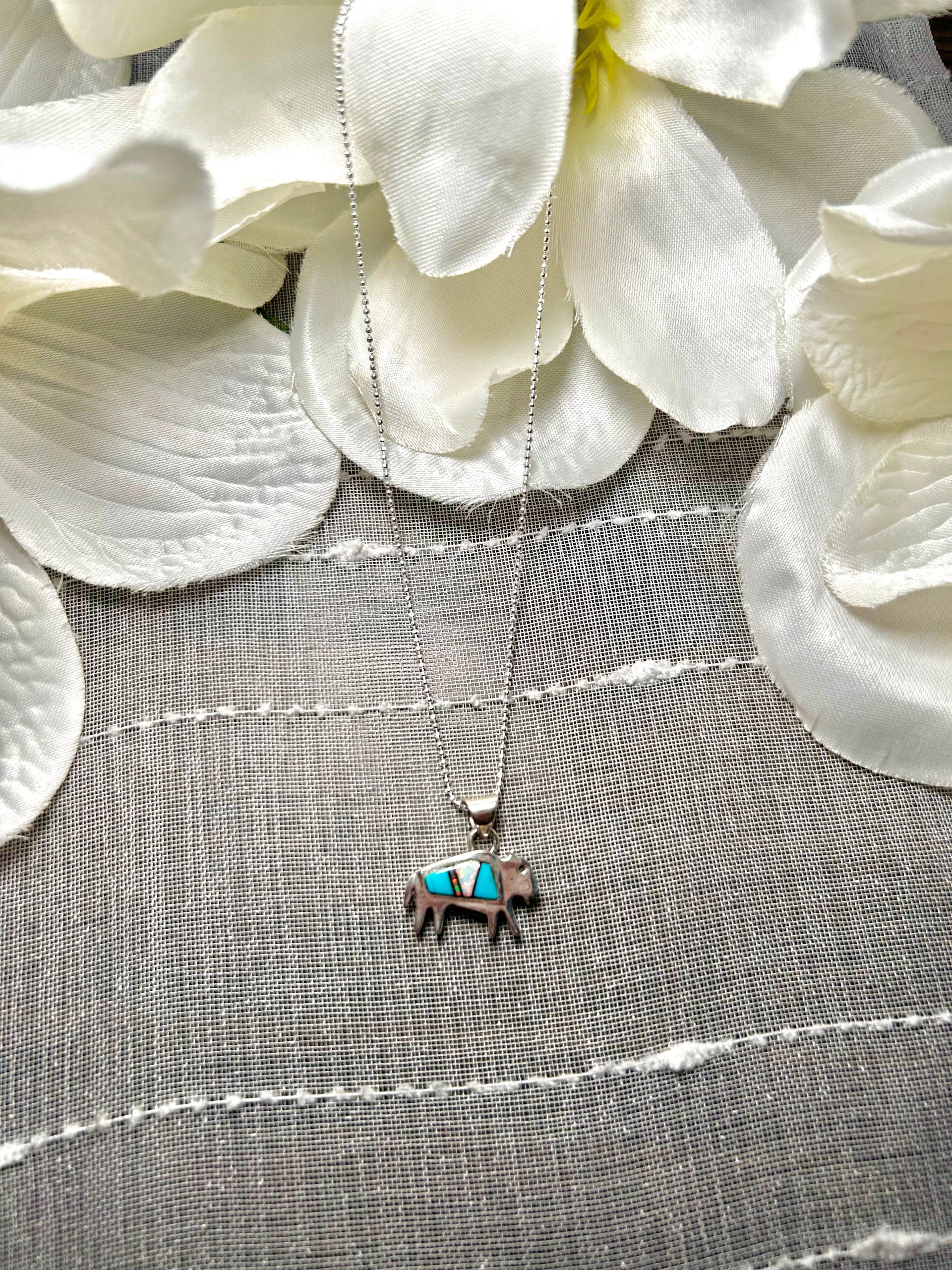 Navajo Made Multi Stone & Sterling Silver Necklace
