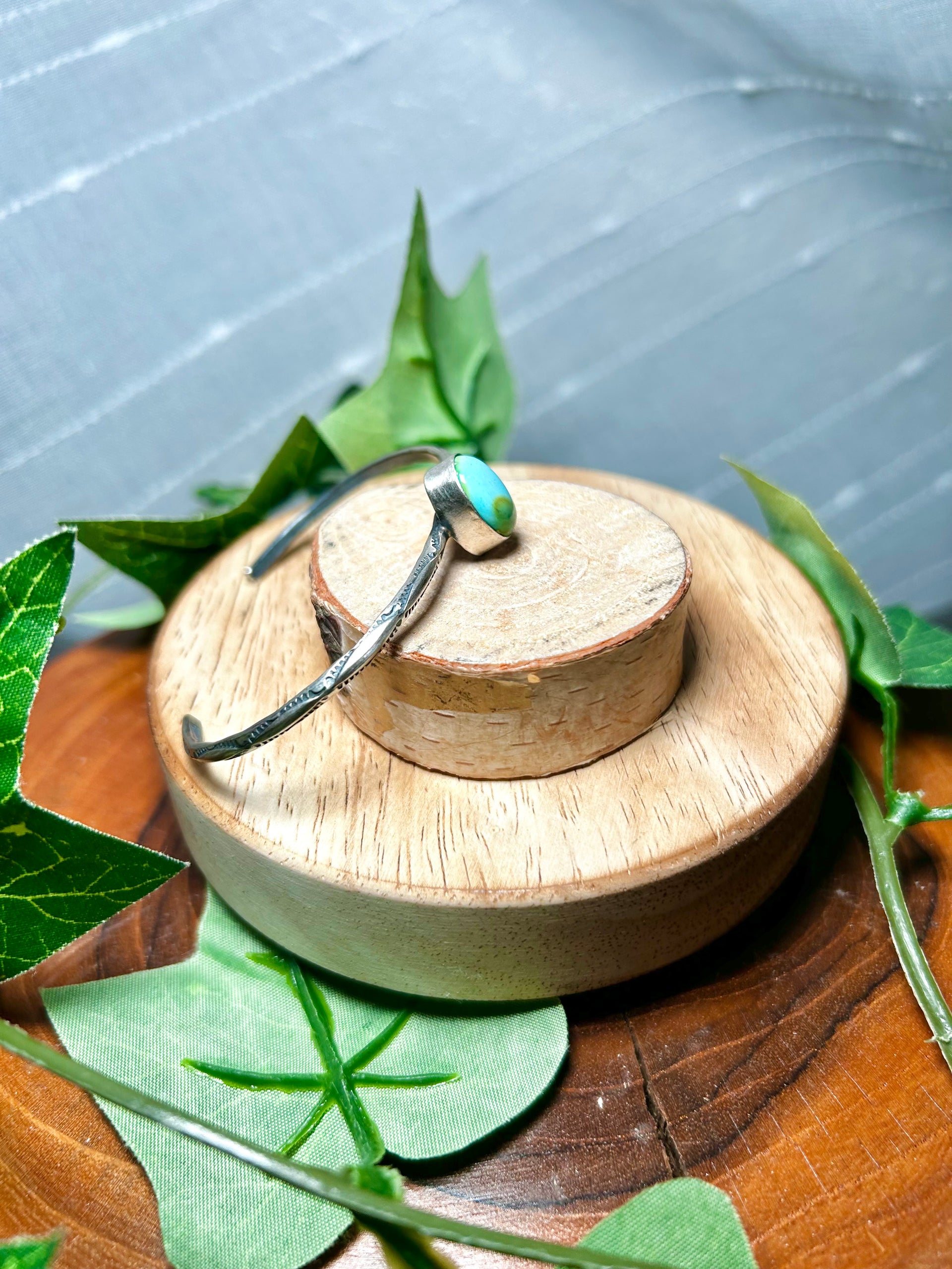 Navajo Made Sonoran Mountain Turquoise & Sterling Silver Cuff Bracelet