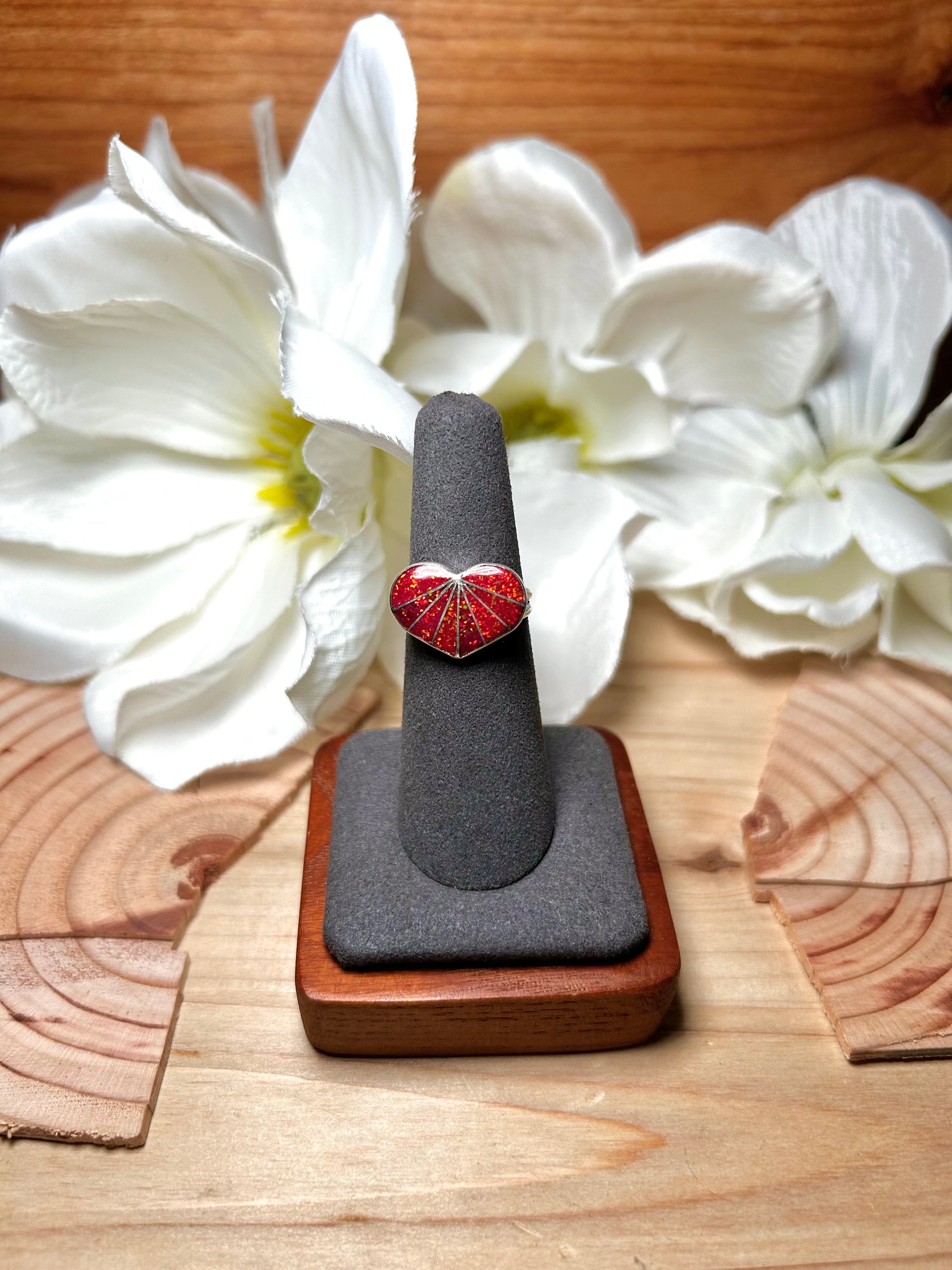 Zuni Made Opal & Sterling Silver Ring Size 6.5