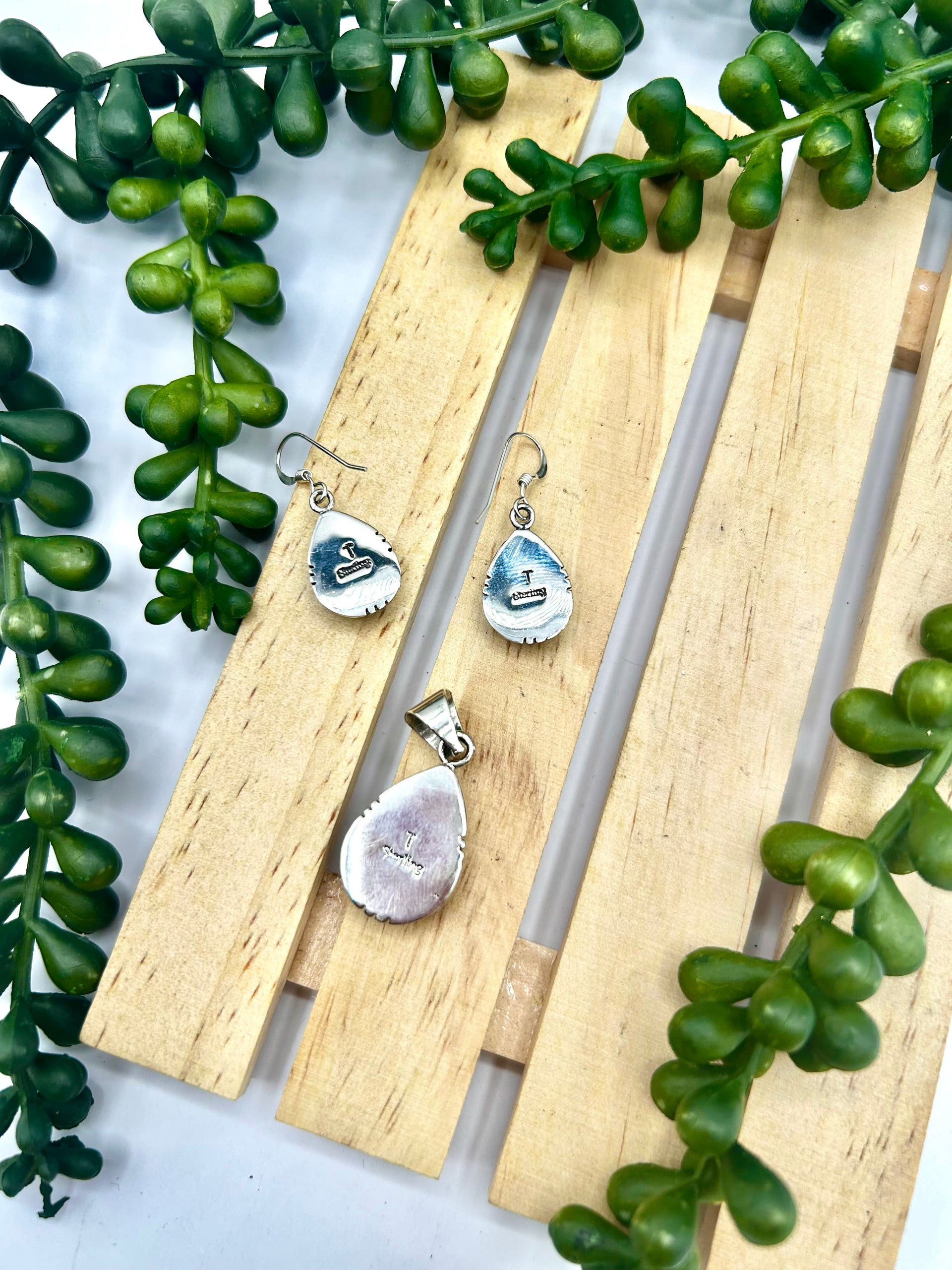 Navajo Made Opal and Sterling Silver Set Pendant/Earring Set