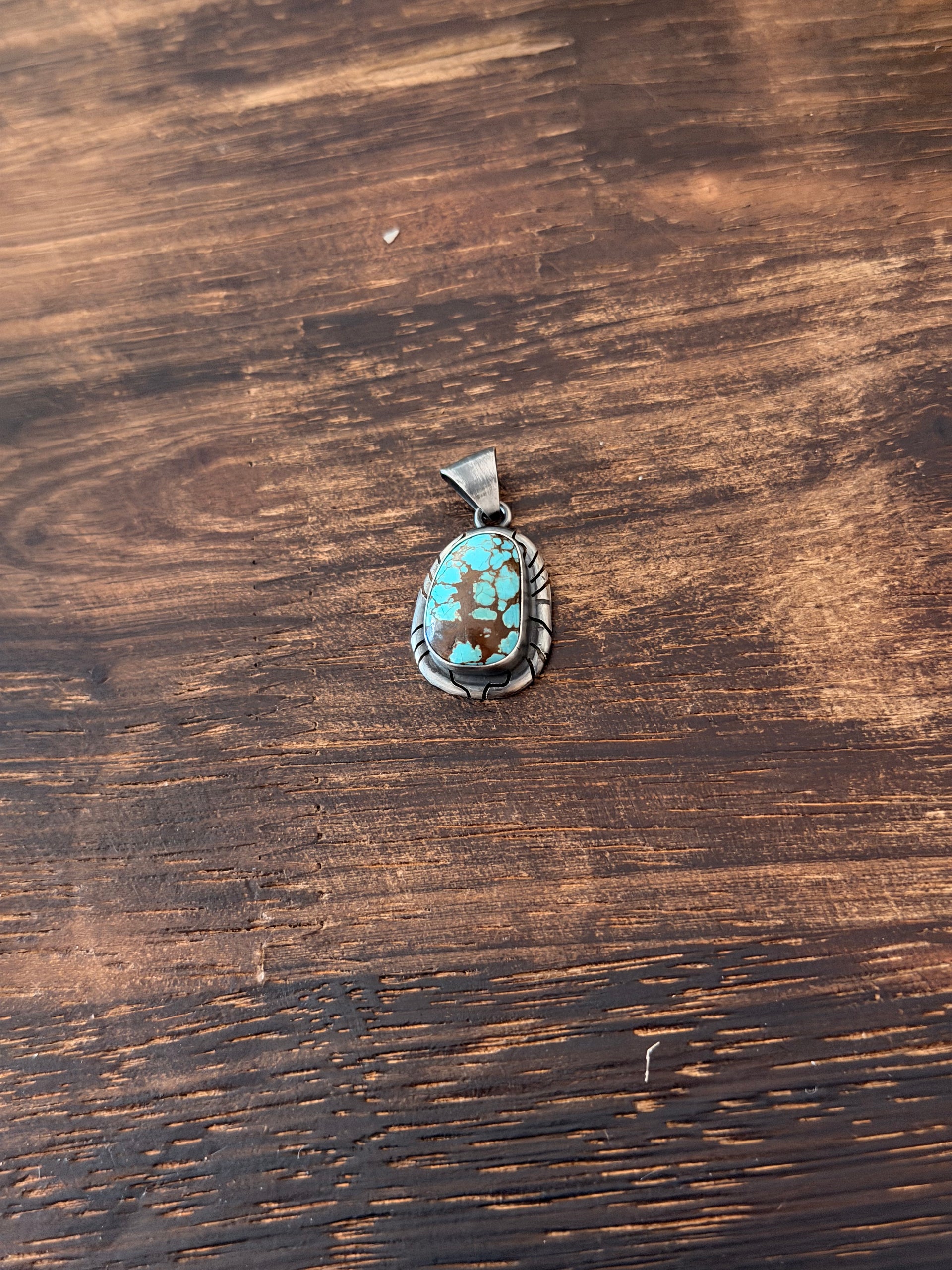 Navajo Made Number 8 Turquoise & Sterling Silver Pendant