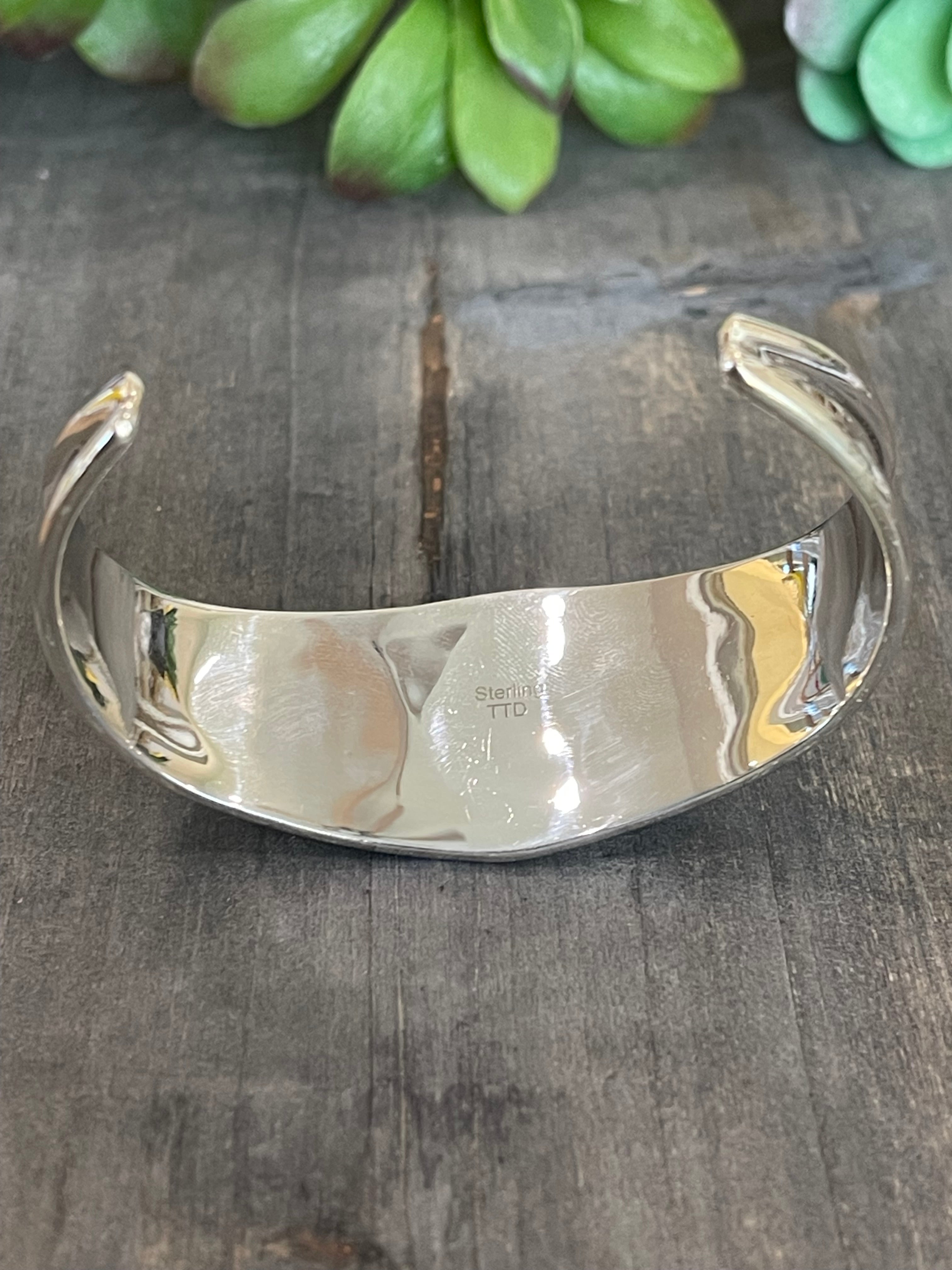 Southwest Handmade Palomino Variscite & Sterling Silver Cuff Bracelet