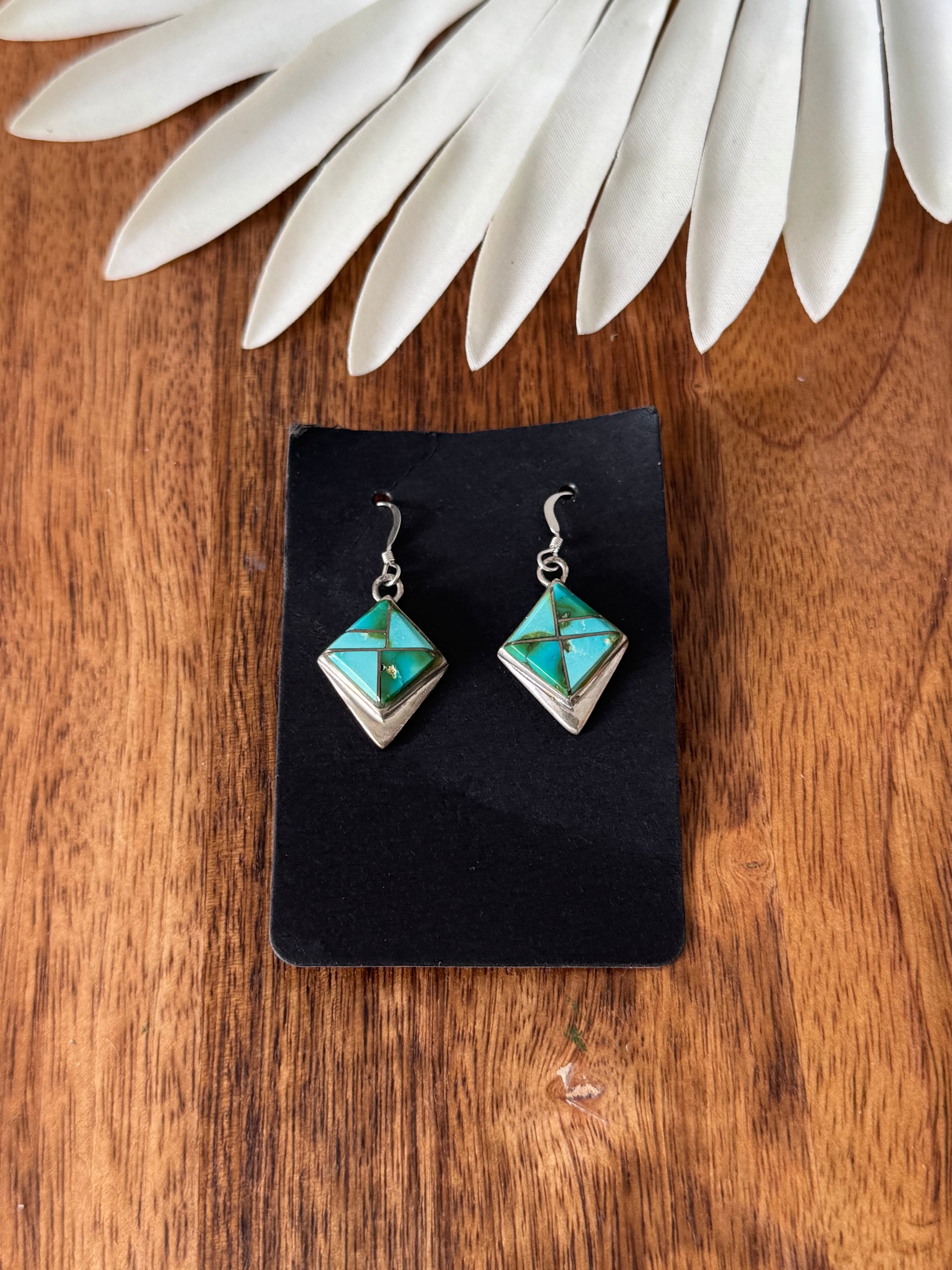 Navajo Made Sonoran Mountain & Sterling Silver Dangle Earrings