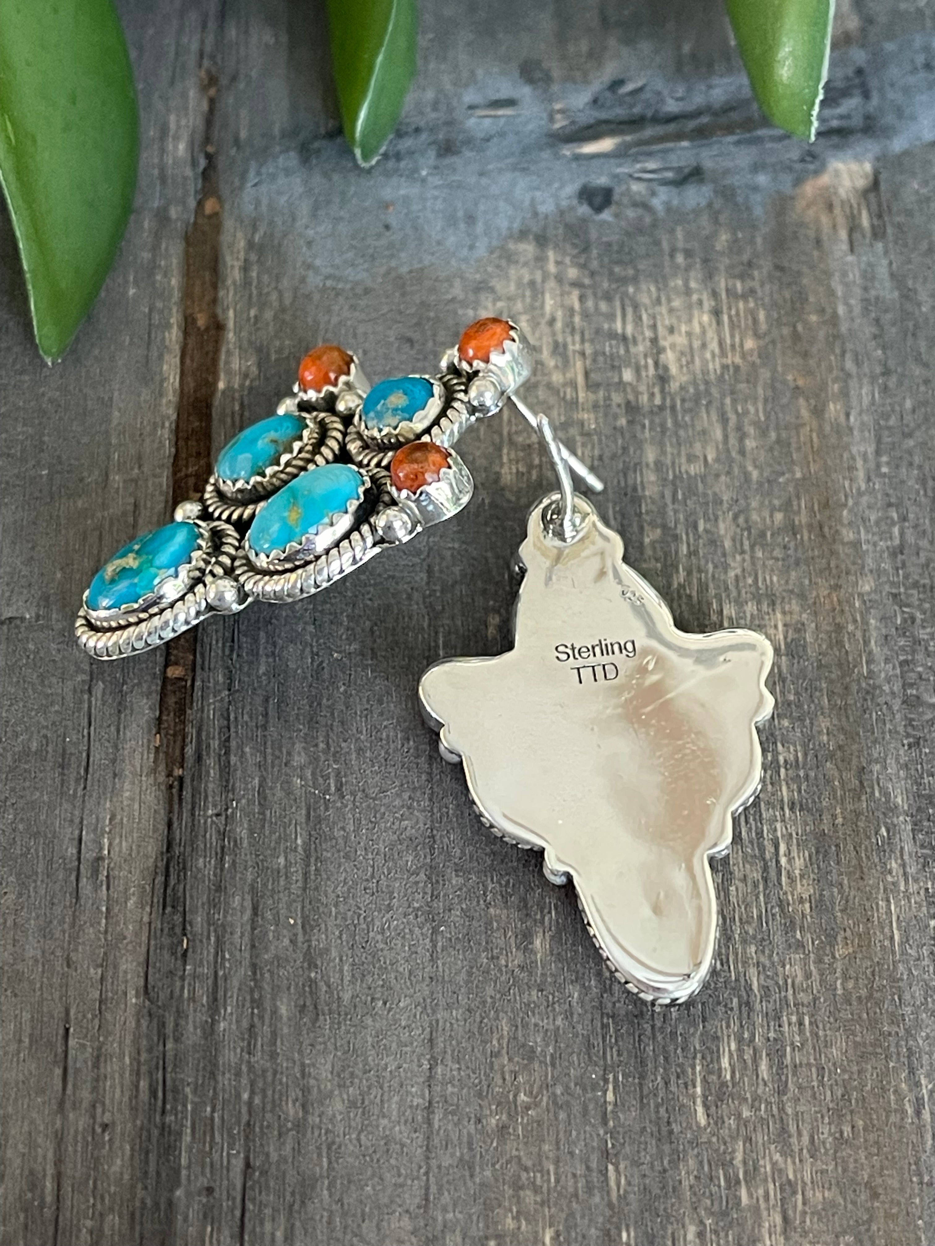 Southwest Handmade Multi Stone & Sterling Silver Post Earrings