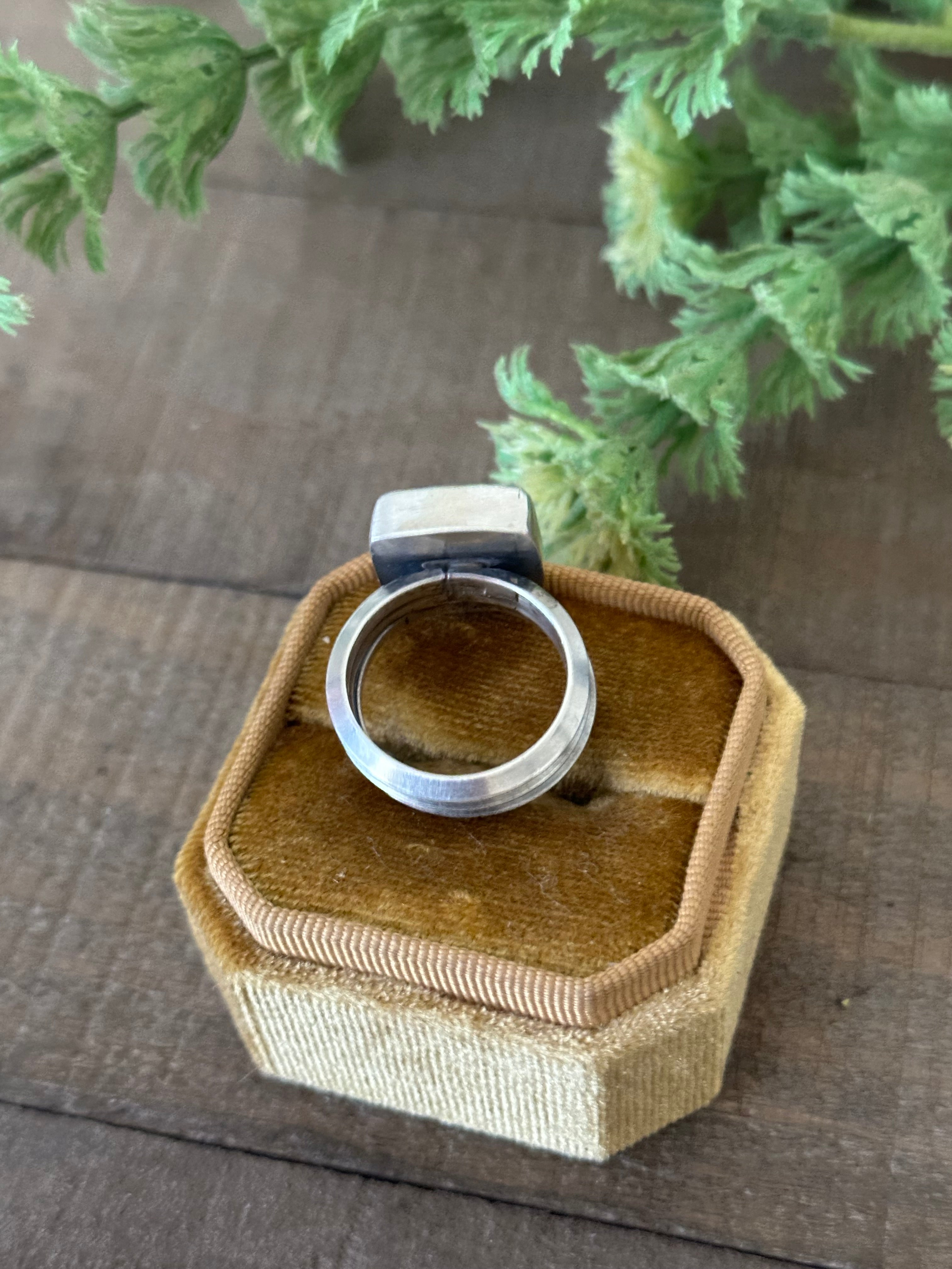 Navajo Made Spiny Oyster & Sterling Silver Ring