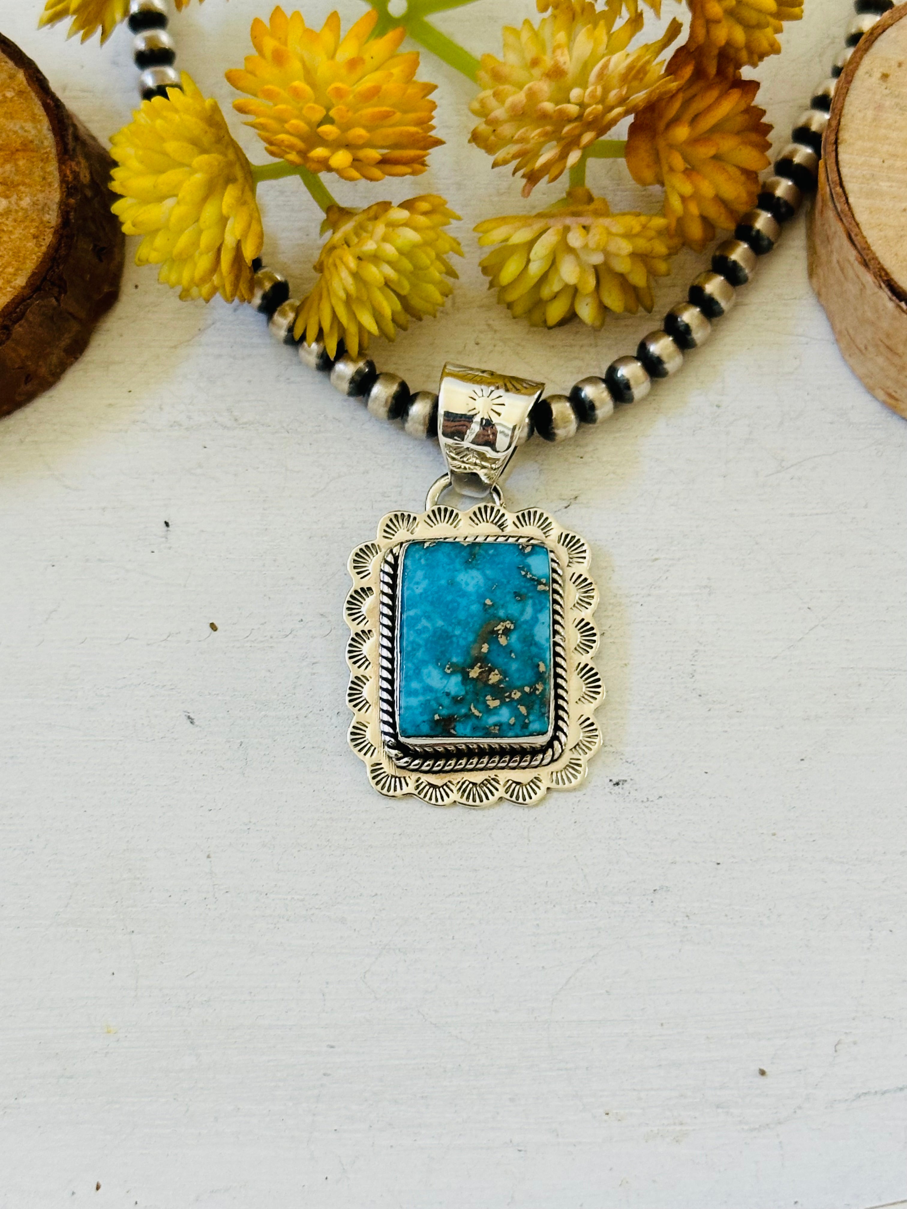 Southwest Handmade Blue Ridge Turquoise & Sterling Silver Pendant