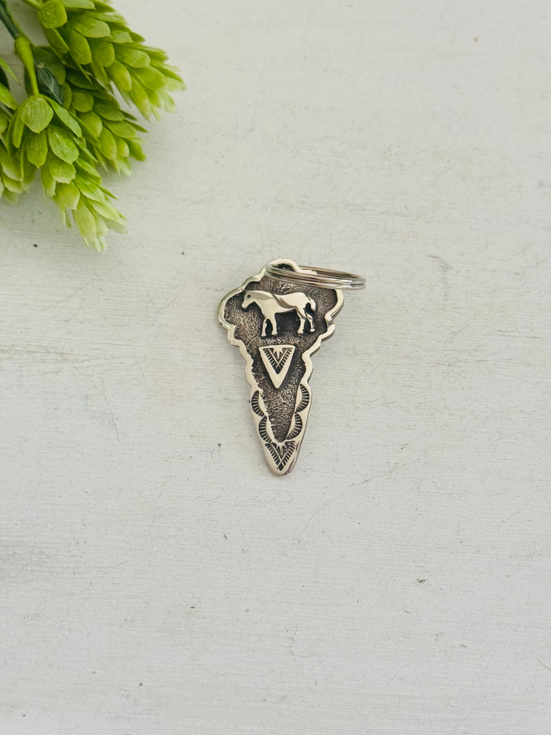 Navajo Made Sterling Silver Horse Key Chain