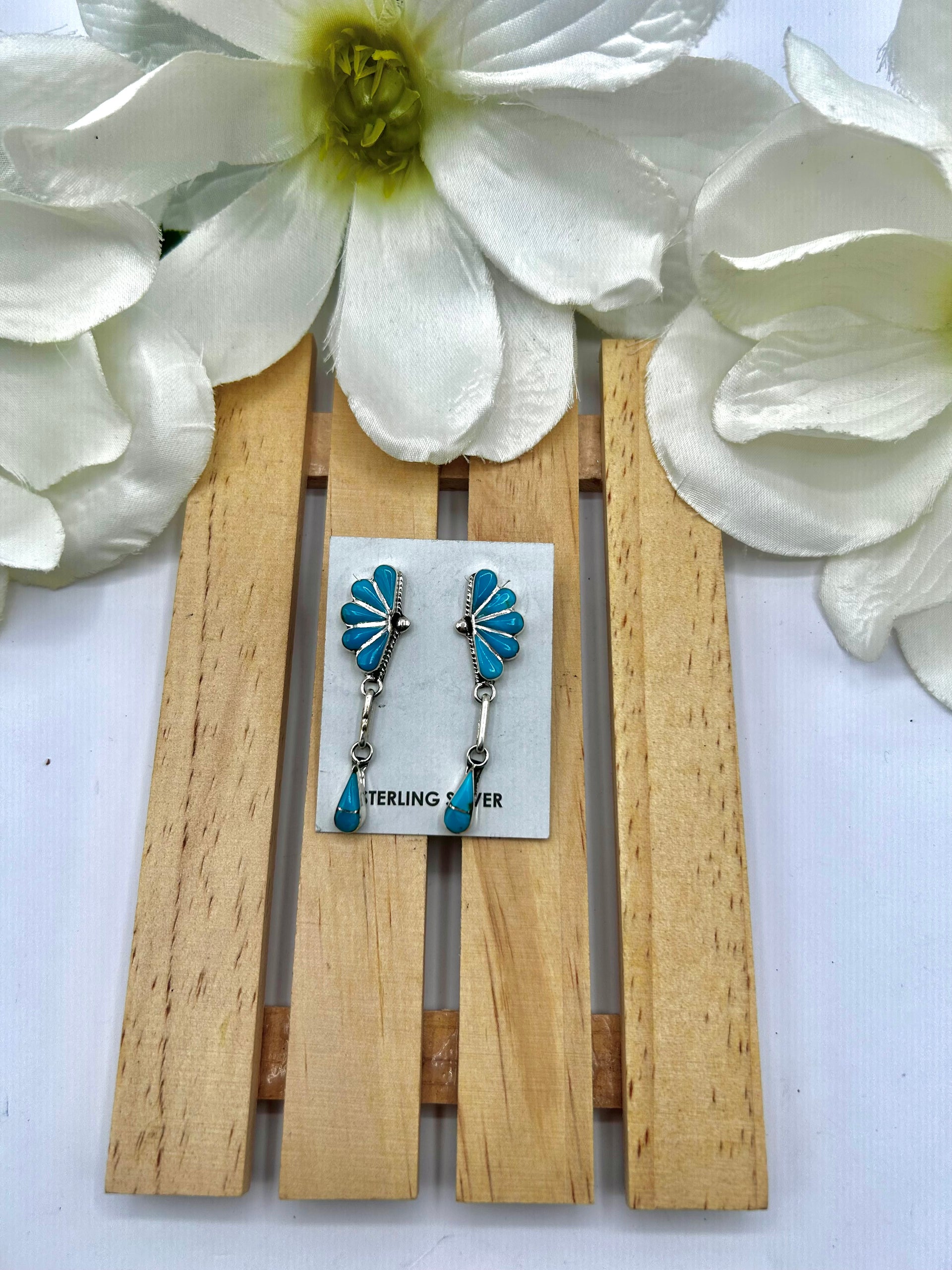 Veida Nastacio Kingman Turquoise & Sterling Silver Post Earrings