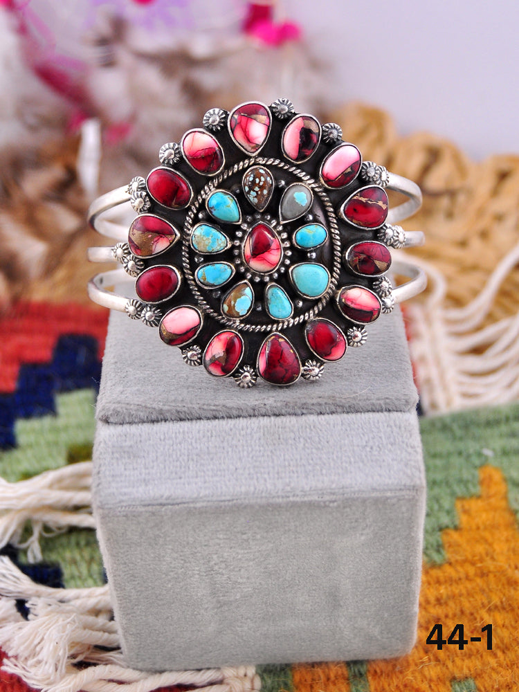 Southwest Made Multi Stone & Sterling Silver Cuff Bracelet