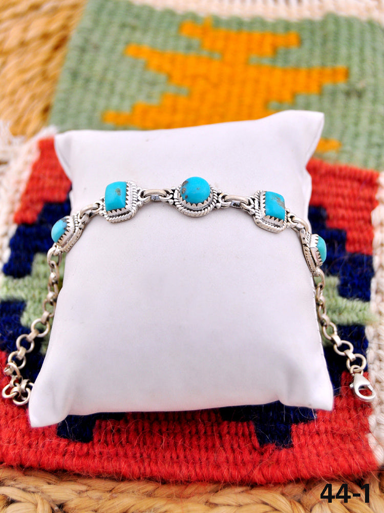 Southwest Handmade Kingman Turquoise  & Sterling Silver Bracelet
