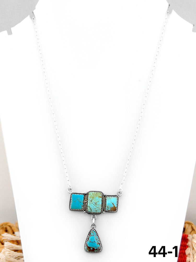Southwest Handmade #8 Turquoise & Sterling Silver Necklace