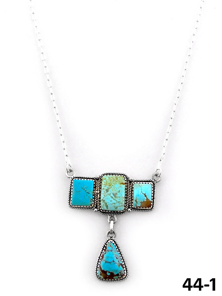 Southwest Handmade #8 Turquoise & Sterling Silver Necklace