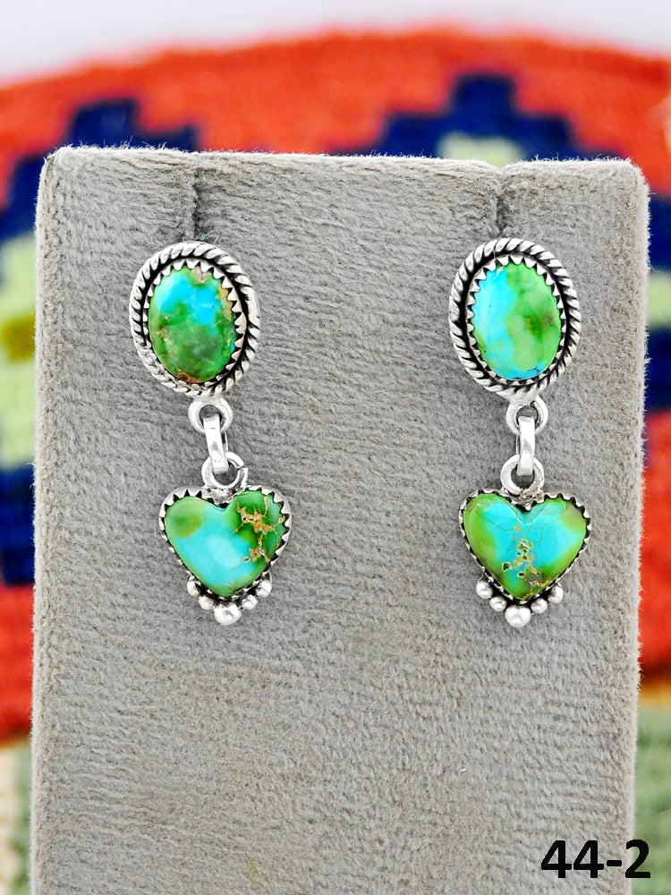 Southwest Made Sonoran Turquoise & Sterling Silver Post Dangle Earrings