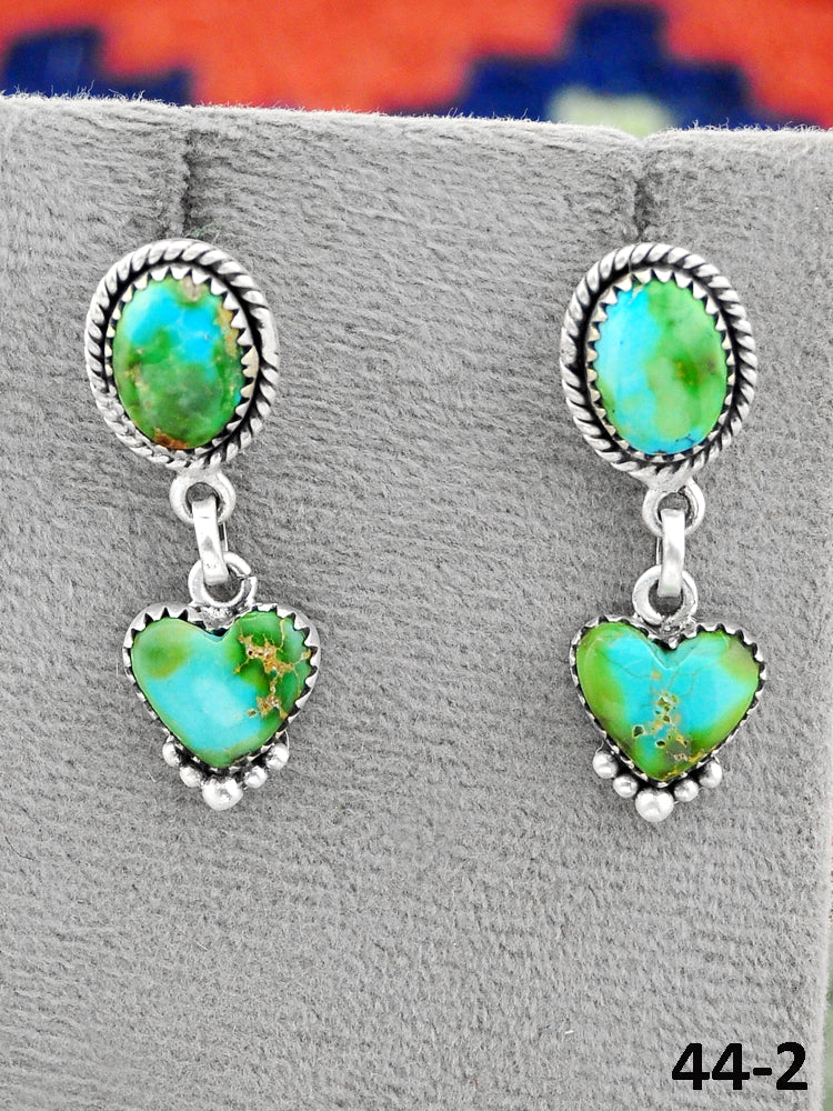Southwest Made Sonoran Turquoise & Sterling Silver Post Dangle Earrings