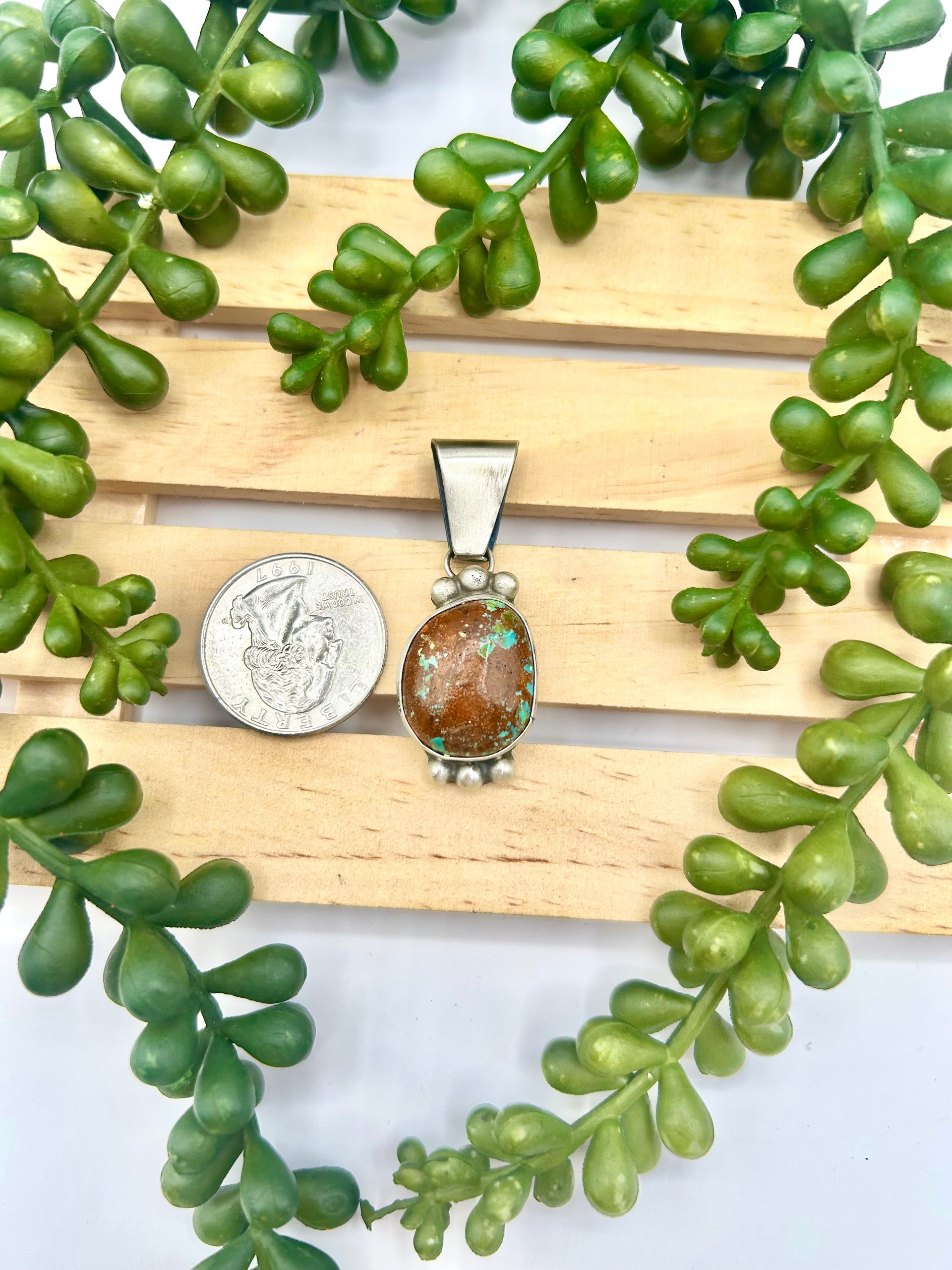 Navajo Made Royston Turquoise & Sterling Silver Pendant