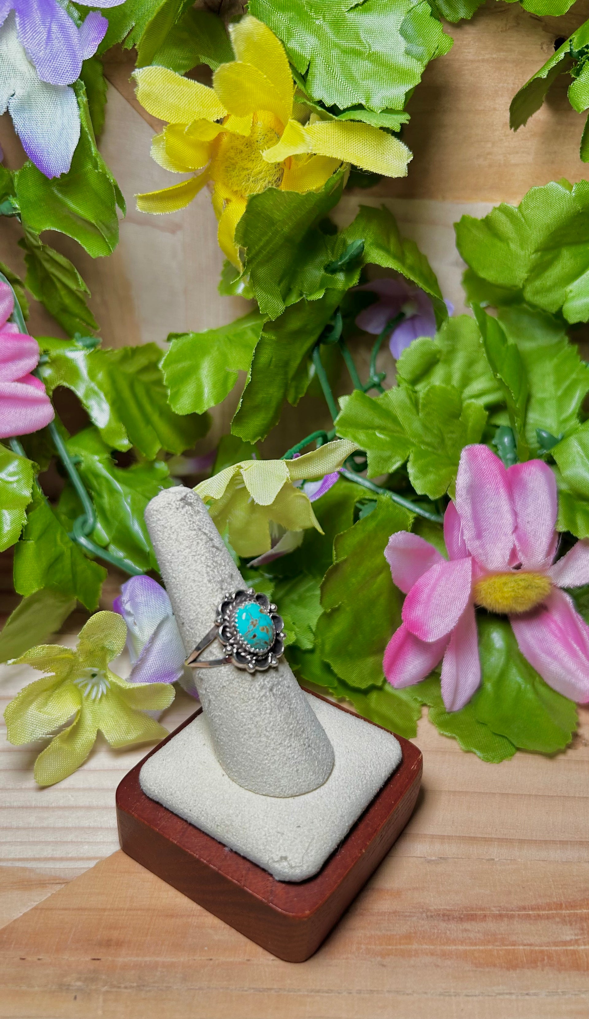 Navajo Made Kingman Turquoise & Sterling Silver Ring Size 7.25