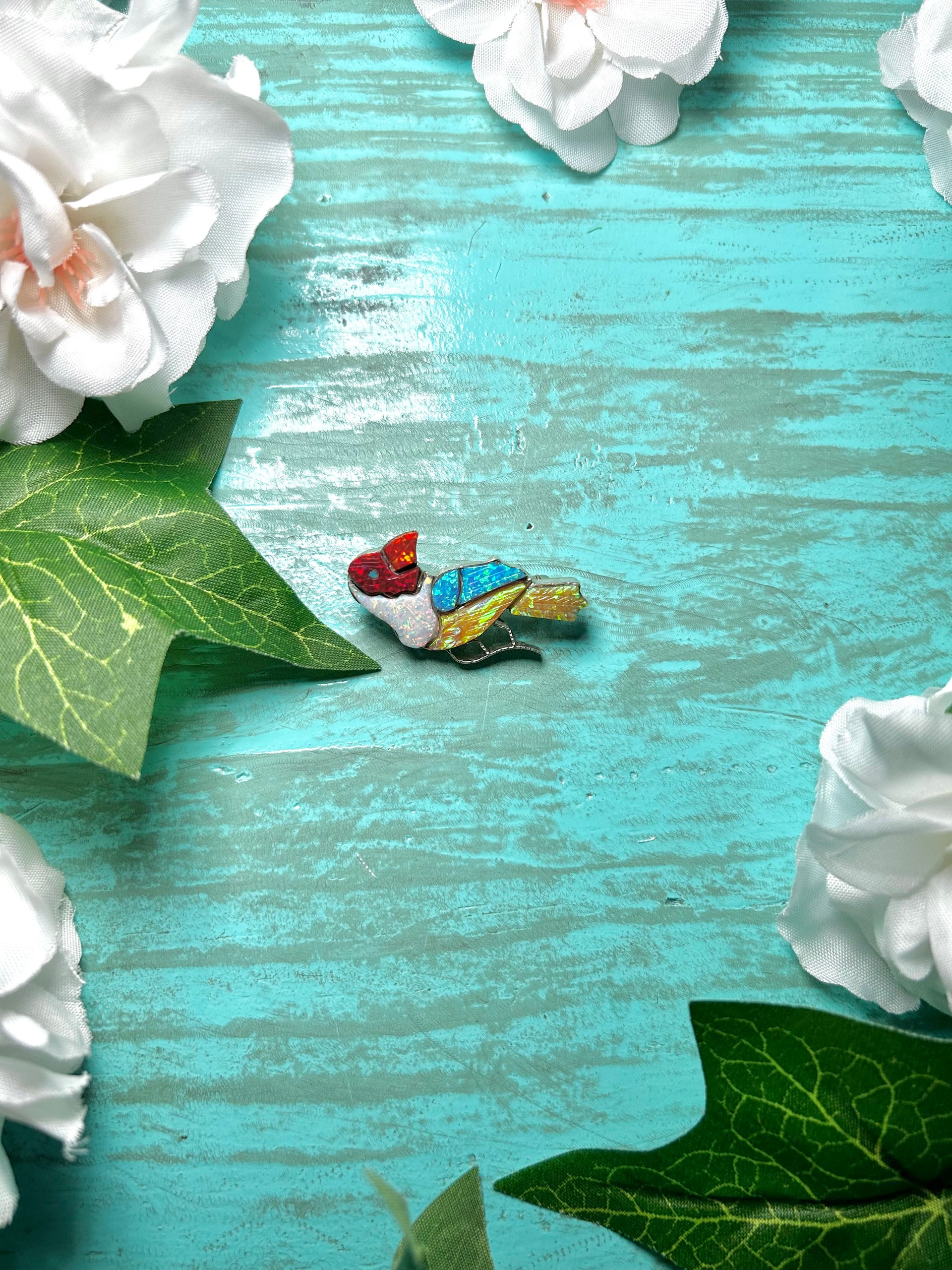 Zuni Made Multi Stone Inlay & Sterling Silver Pendant/Pin