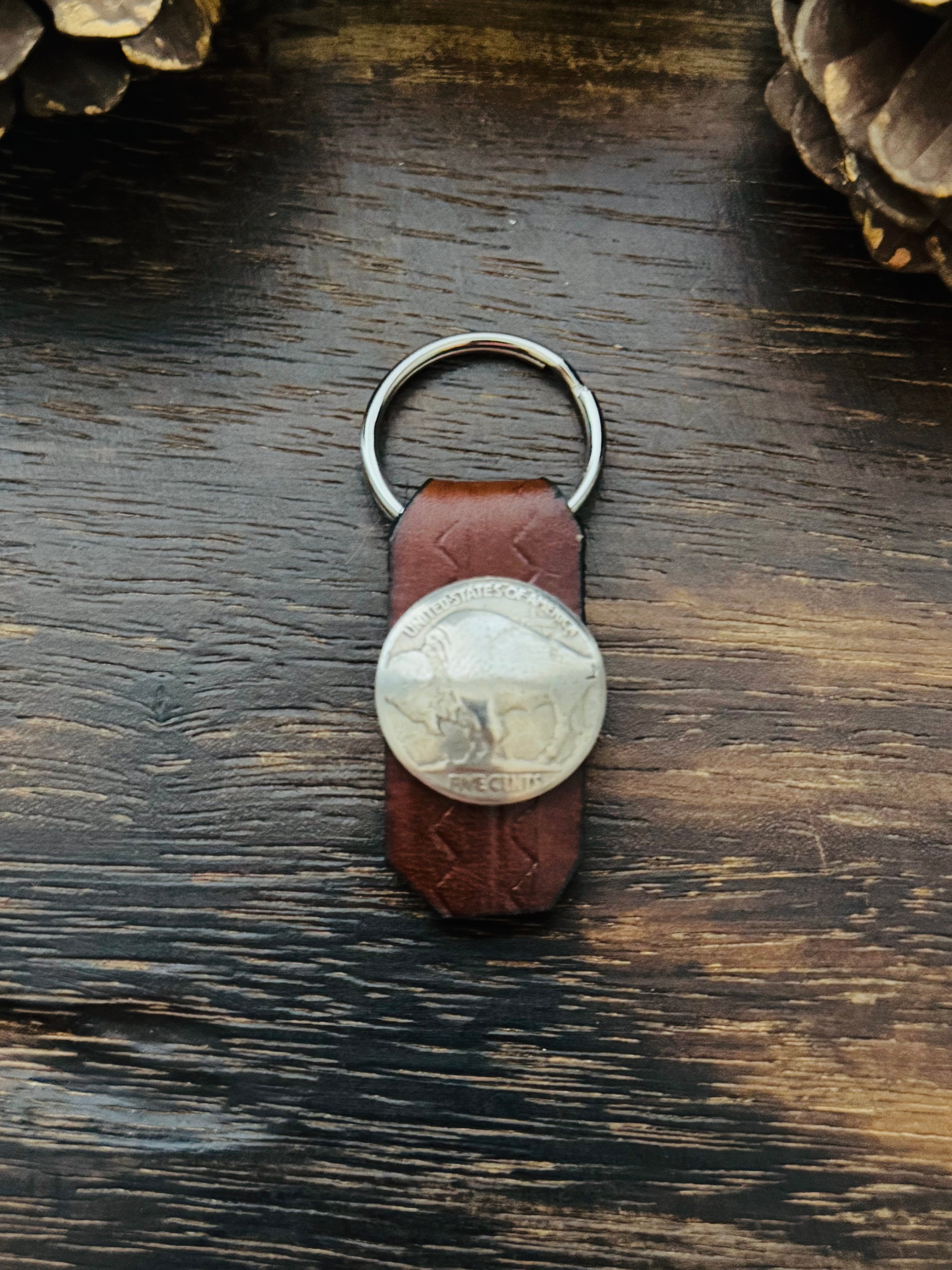 Genuine Leather & Buffalo Nickel Key Chain