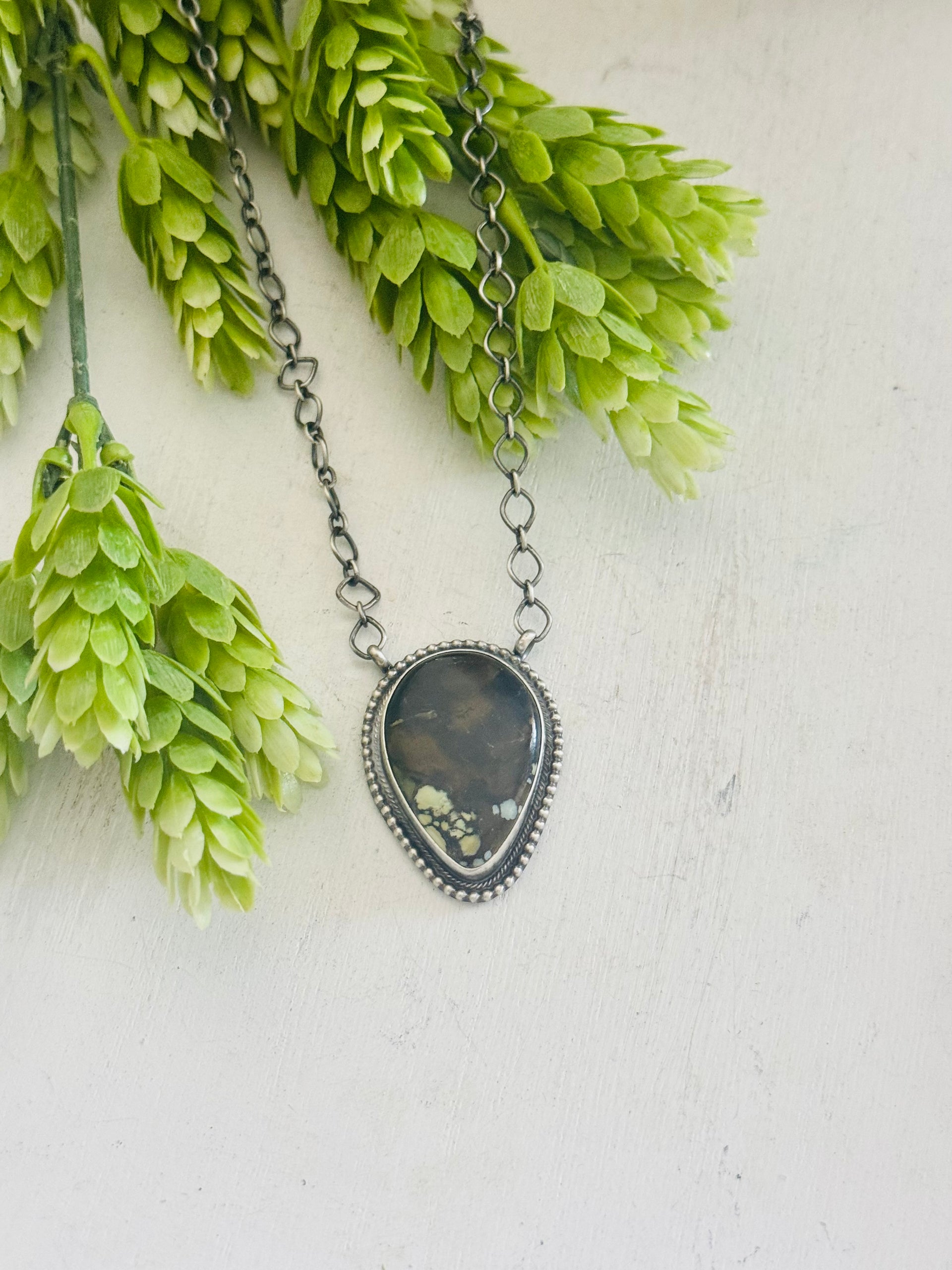 Mathilda Bennally Black Jack Turquoise & Sterling Silver Necklace