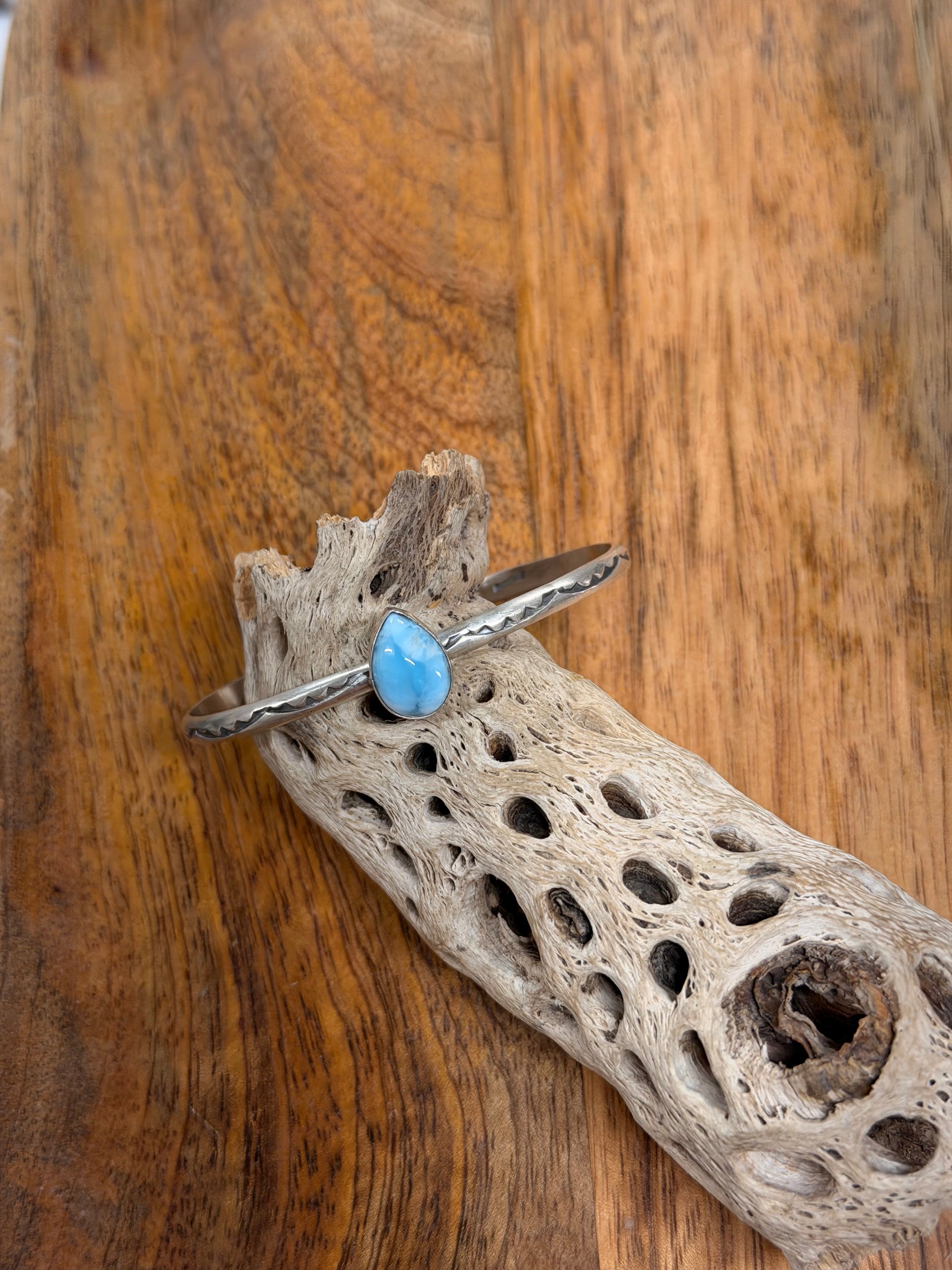 Navajo Made Larimar & Sterling Silver Cuff Bracelet
