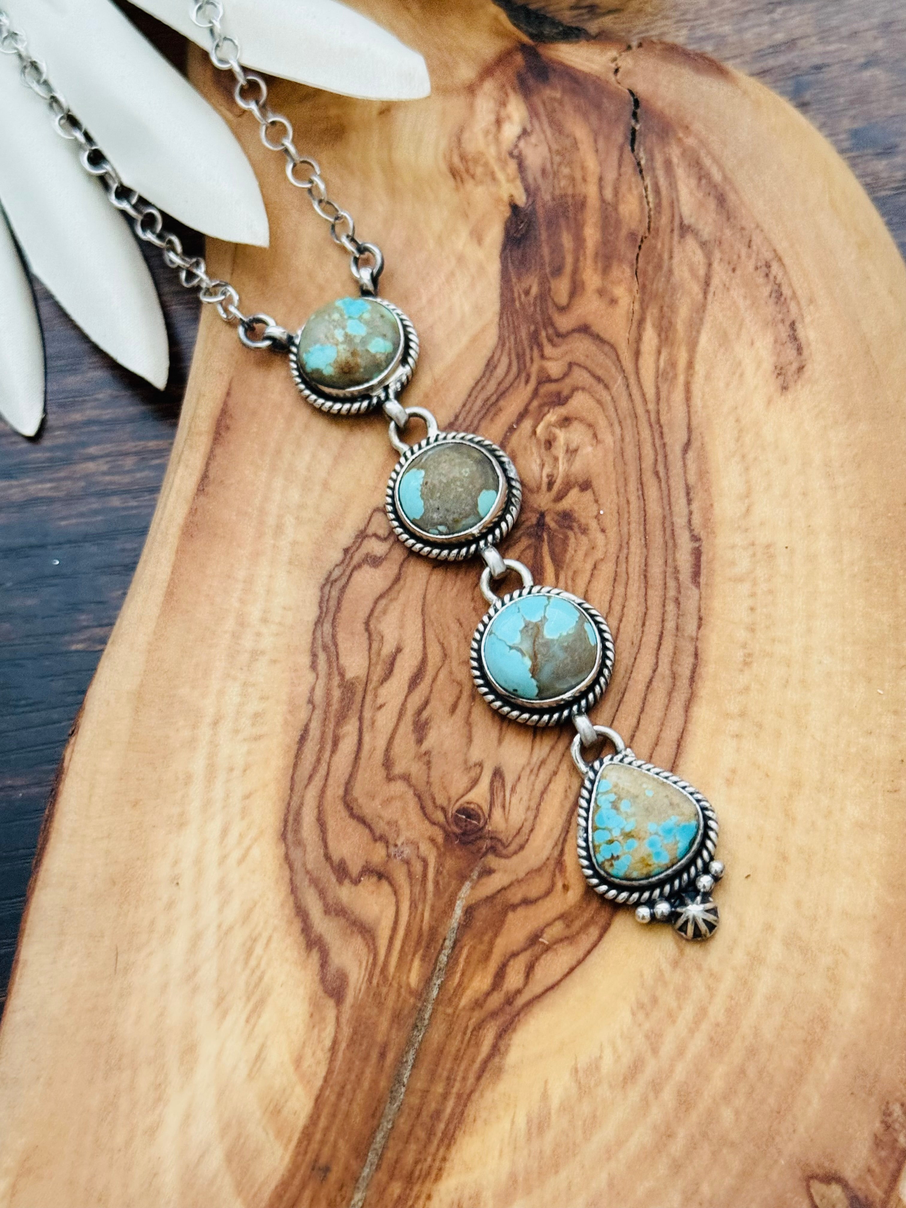 Southwest Handmade #8 Turquoise & Sterling Silver Necklace