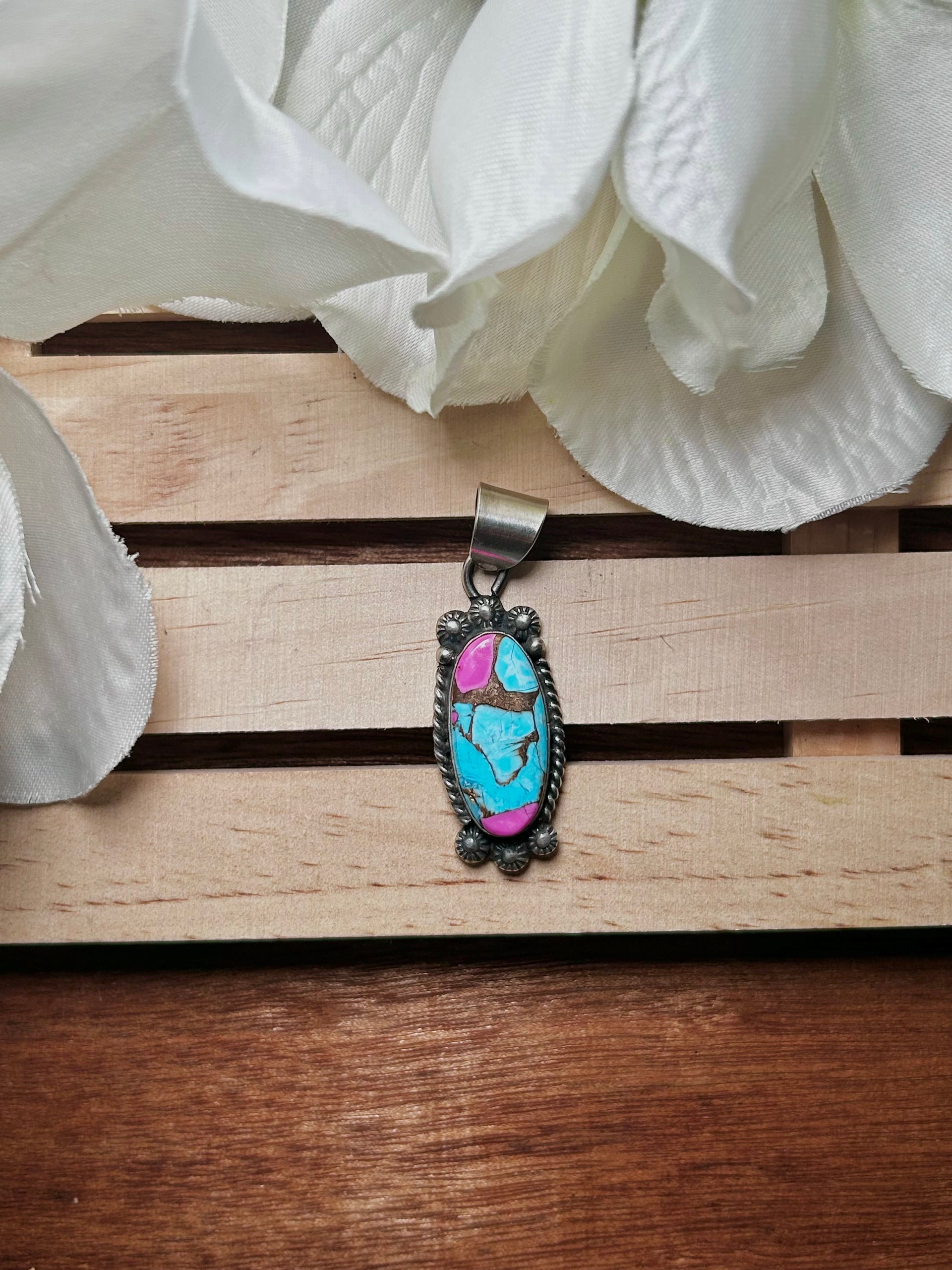 Zachariah David Cotton Candy Dahlia & Sterling Silver Pendant