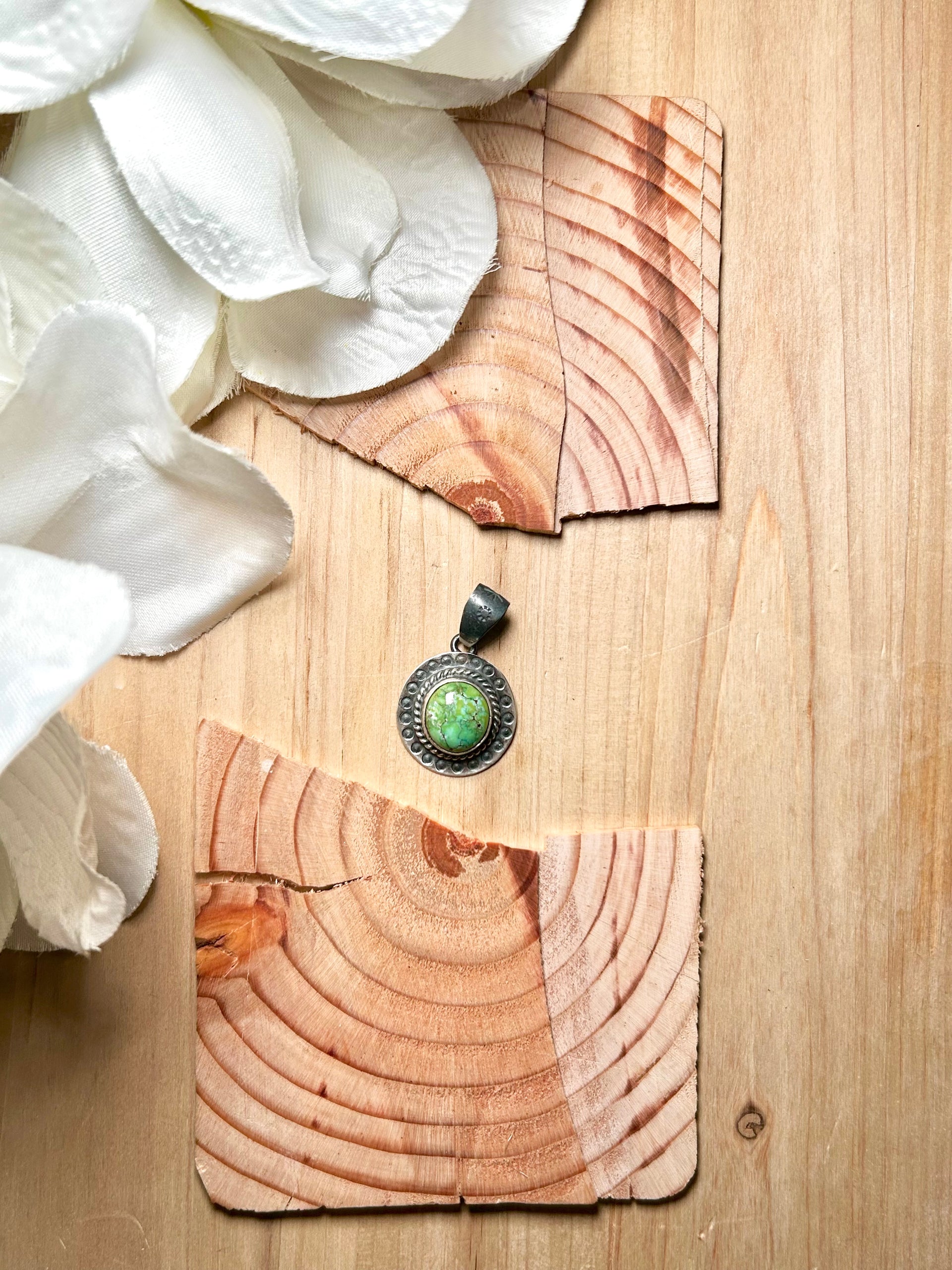 Navajo Made Sonoran Gold Turquoise & Sterling Silver Pendant