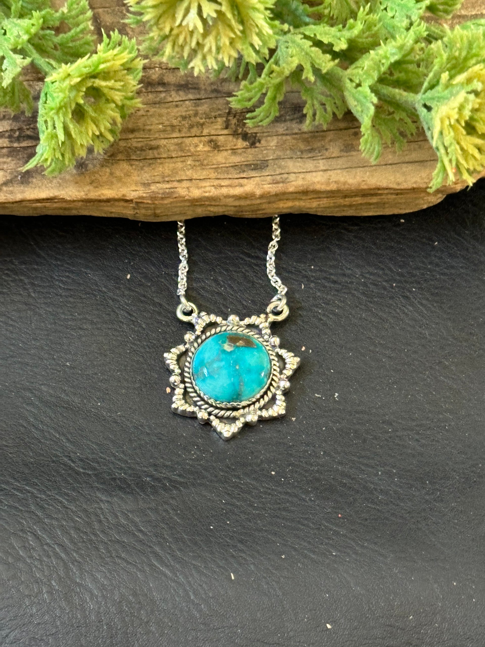 Southwest Handmade Emerald Valley Turquoise & Sterling Silver Necklace