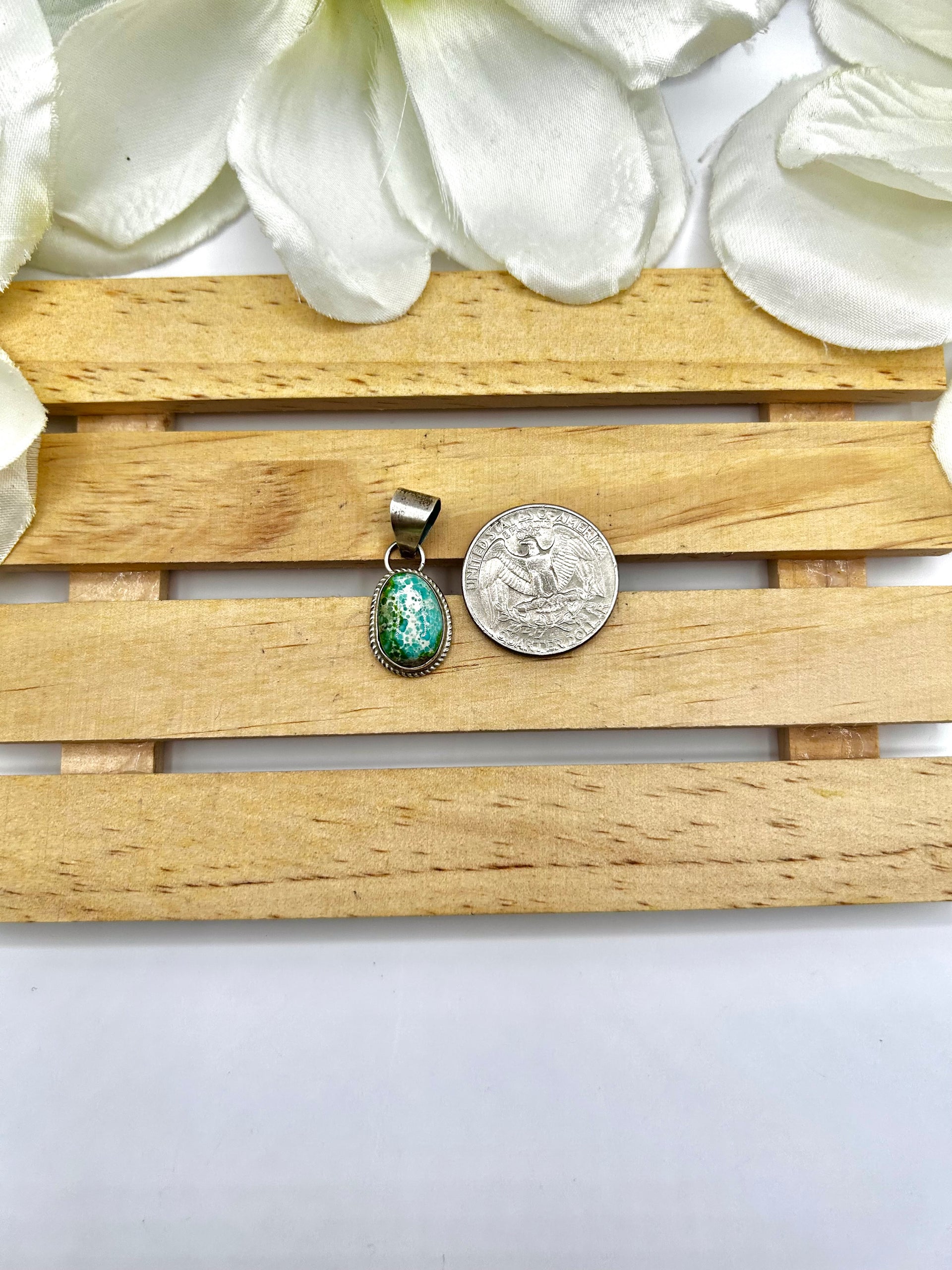 Navajo Made Sonoran Gold Turquoise & Sterling Silver Pendant