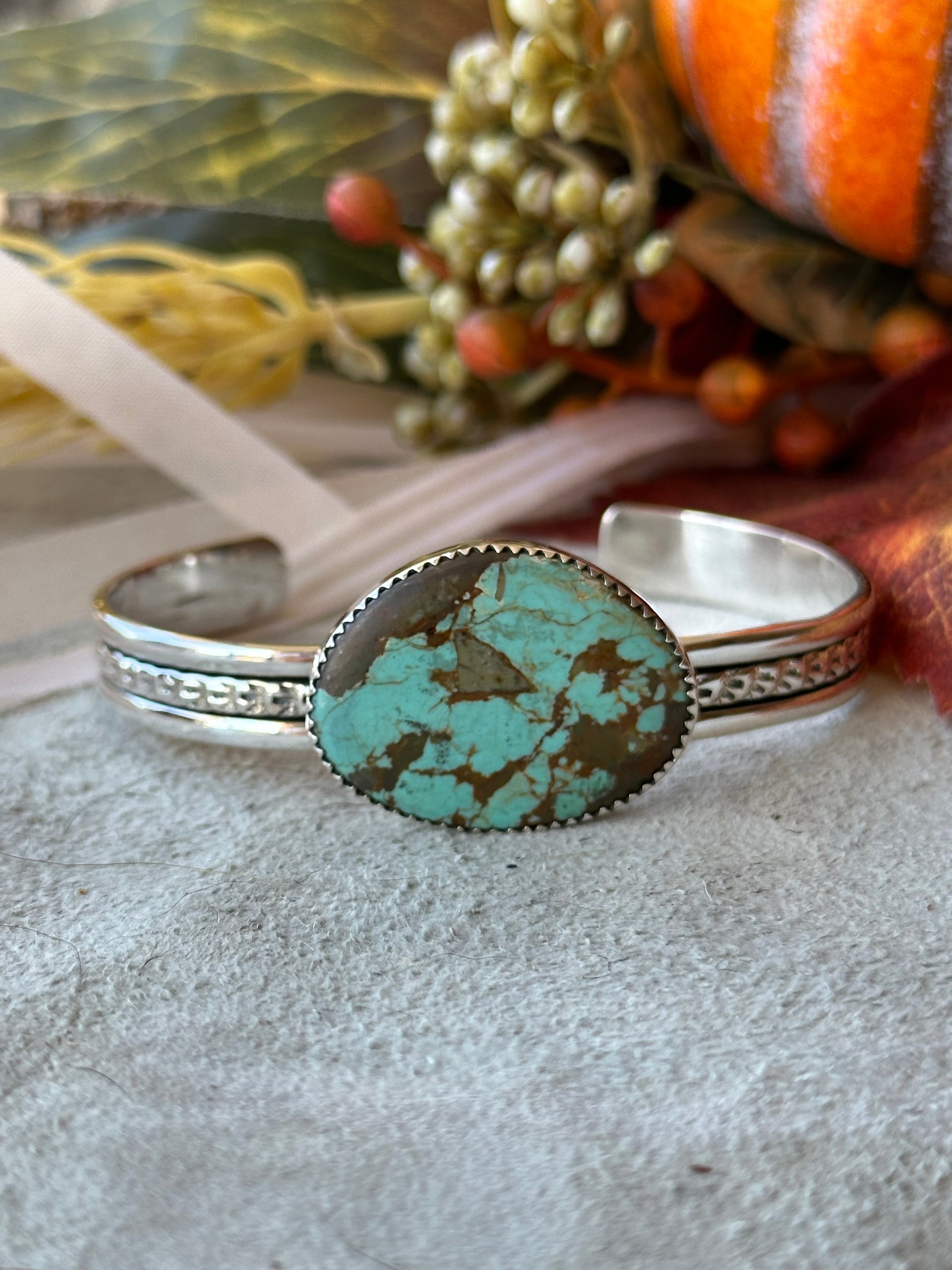 Southwest Made #8 Turquoise & Sterling Silver Cuff Bracelet