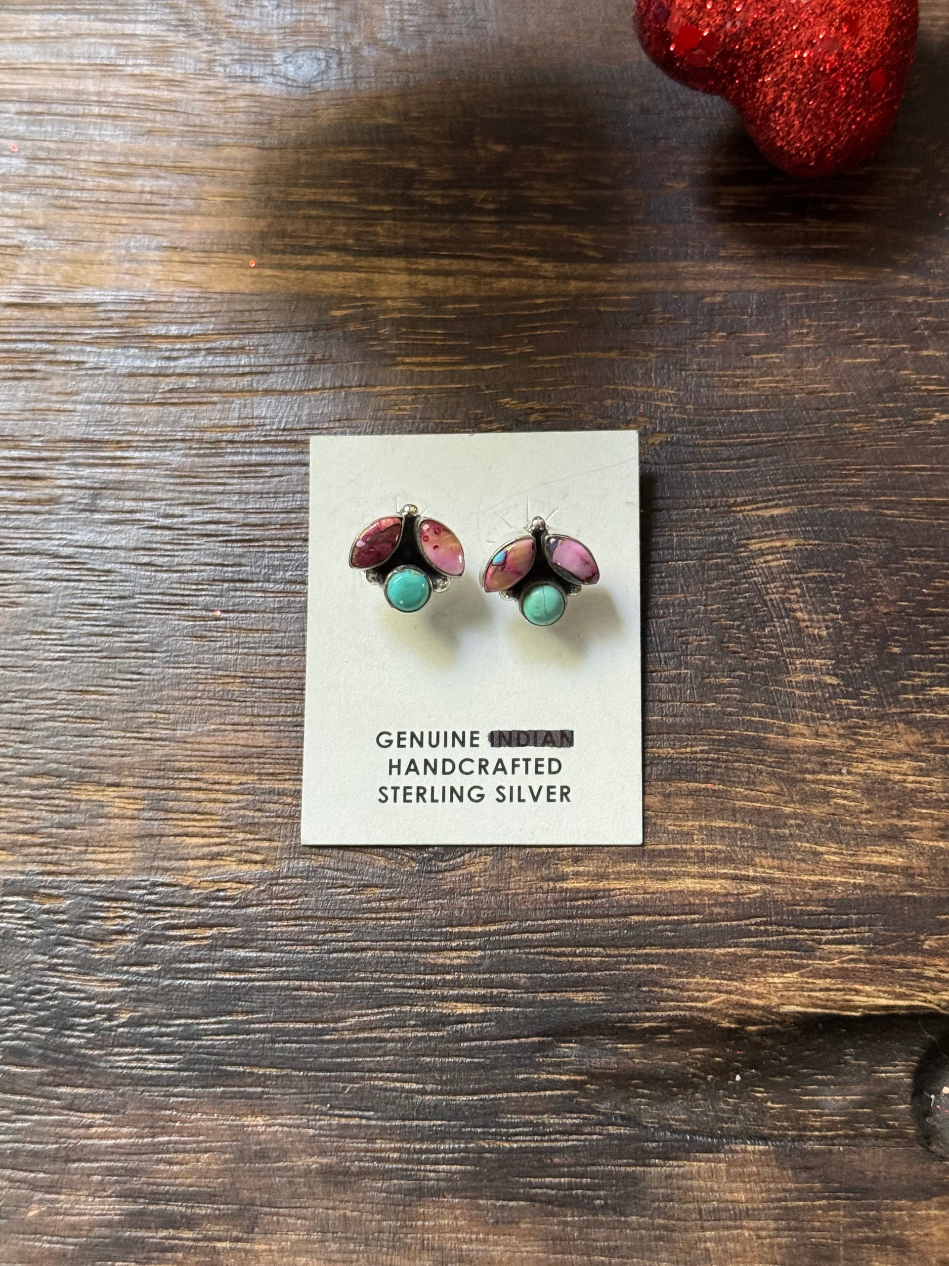 Southwest Handmade Multi Stone & Sterling Silver Post Earrings
