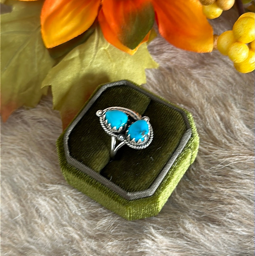 Southwest Handmade Kingman Turquoise & Sterling Silver Ring Size 7