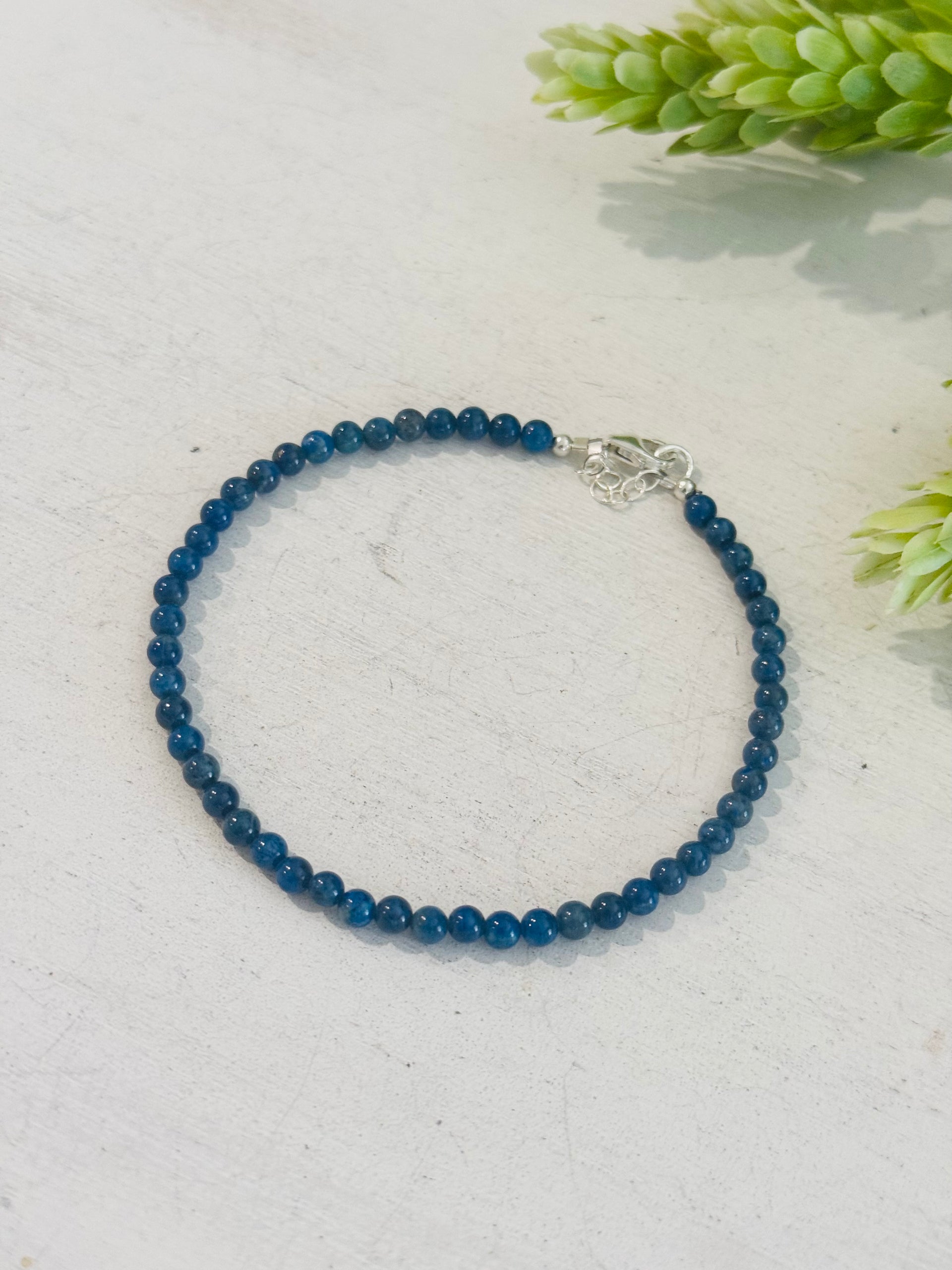 Southwest Strung Lapis & Sterling Silver Beaded Anklet