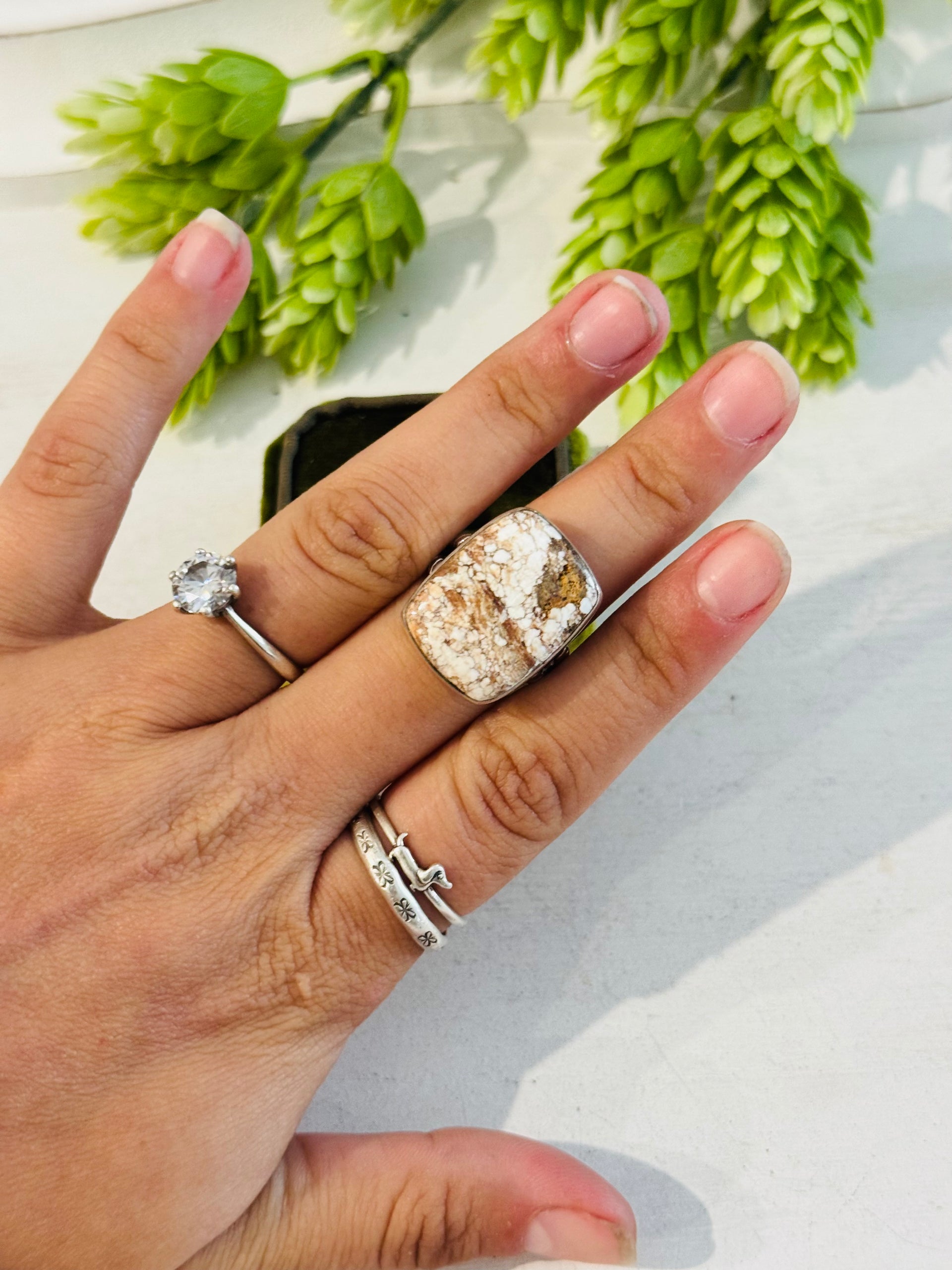 Southwest Made Wild Horse & Sterling Sliver Ring Size 8.75