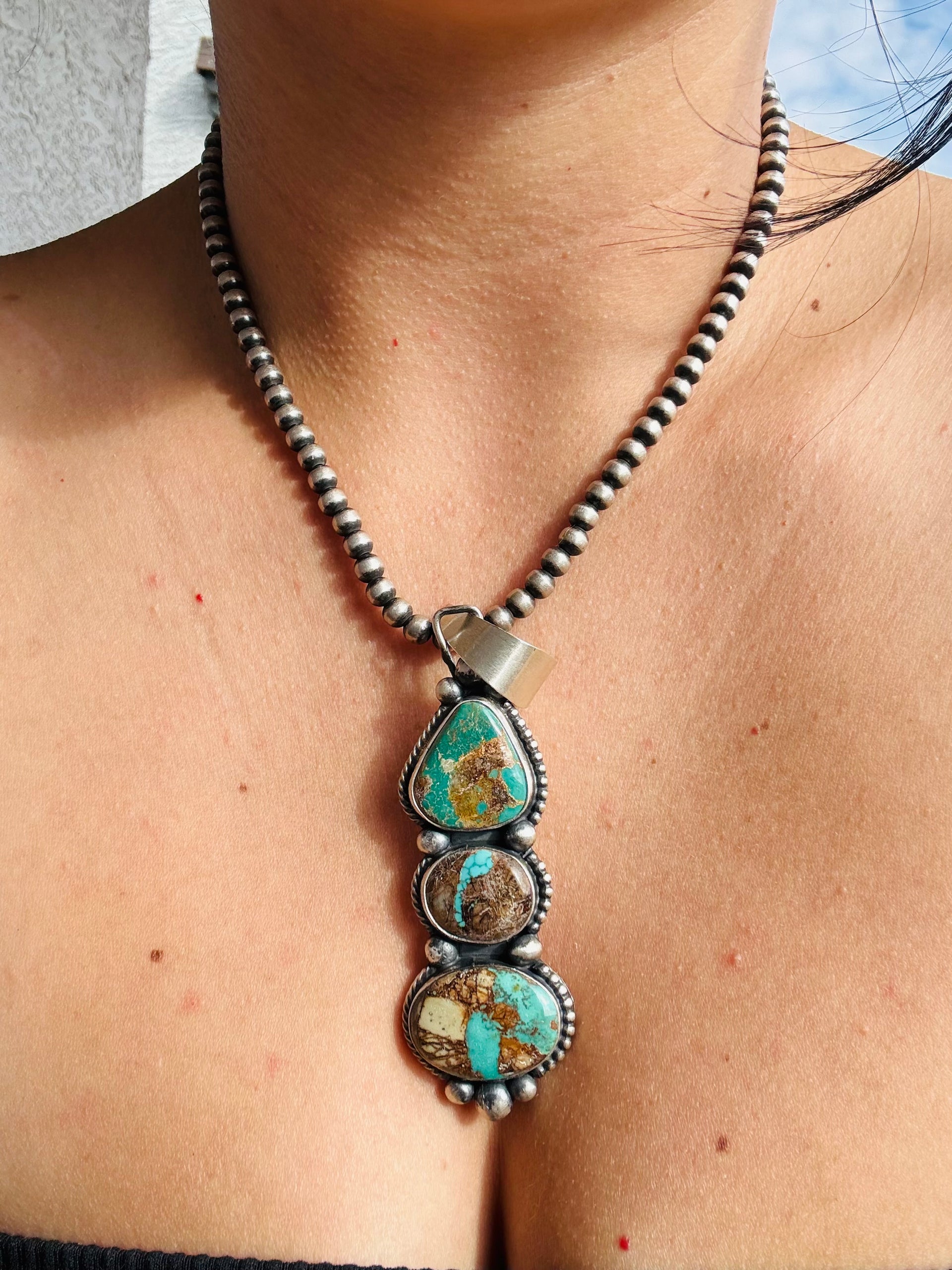 Navajo Made Royston Turquoise & Sterling Silver Pendant