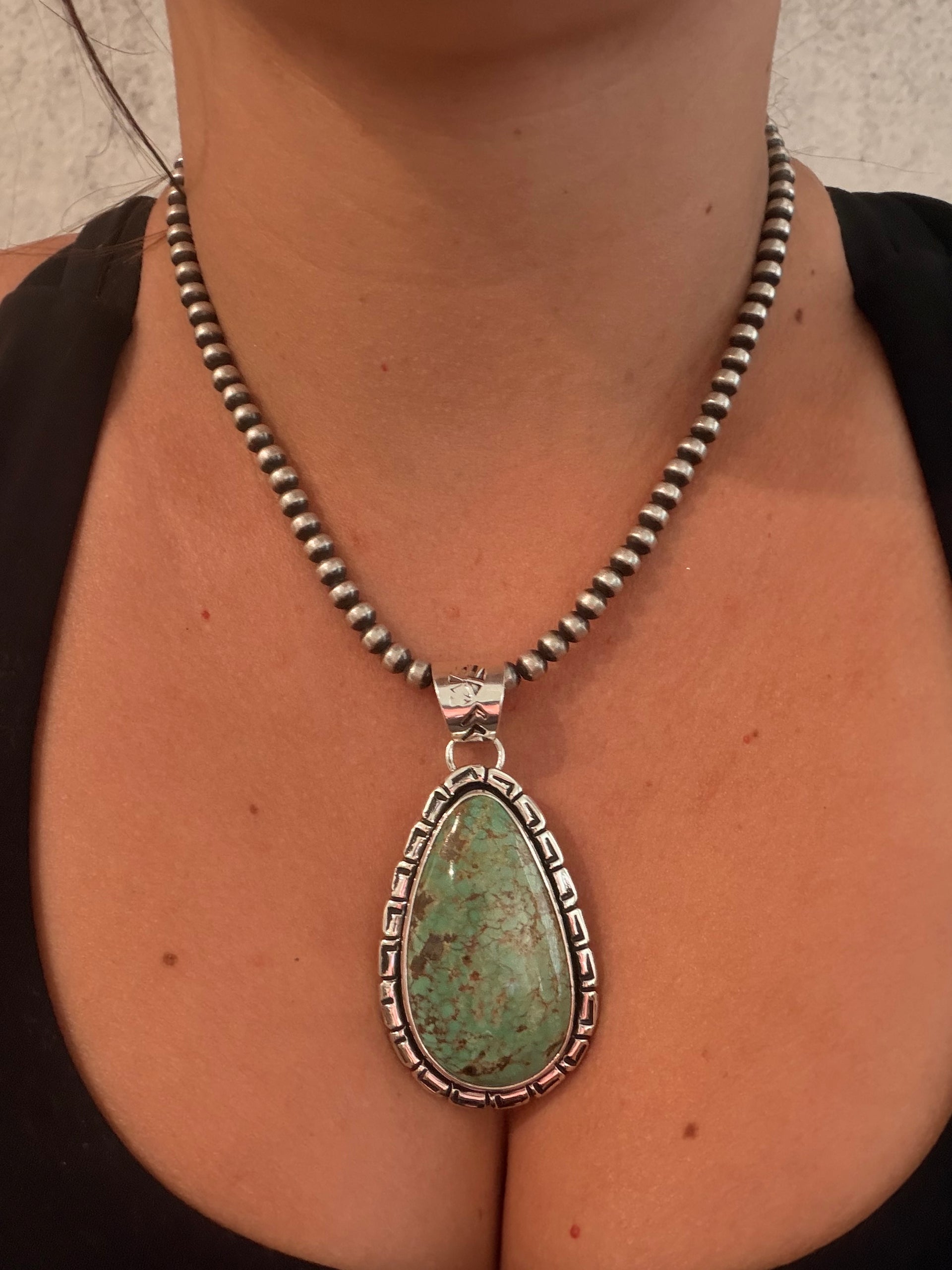 Navajo Made Royston Turquoise & Sterling Silver Pendant