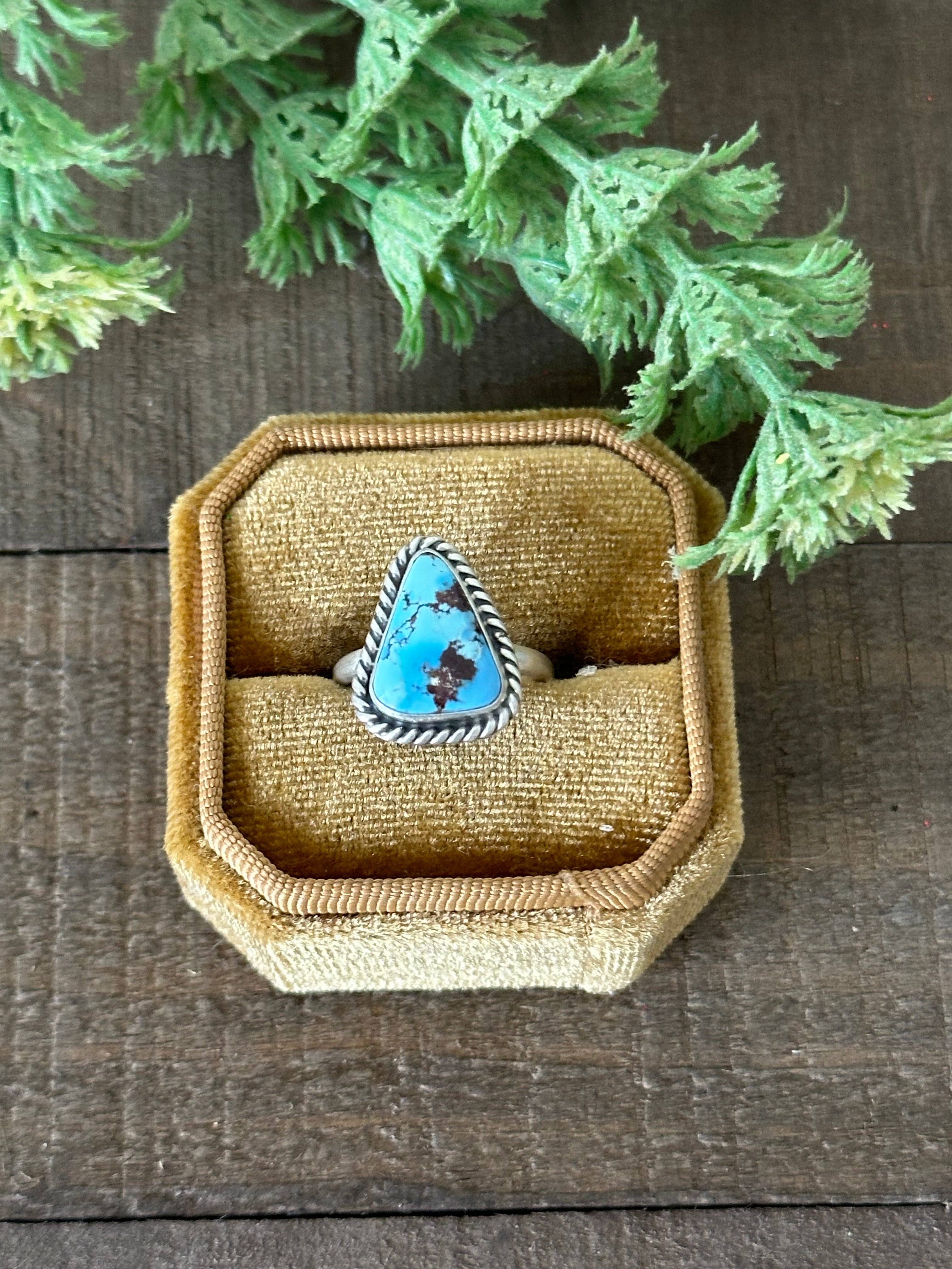 Navajo Made Golden Hills Turquoise & Sterling Silver Ring